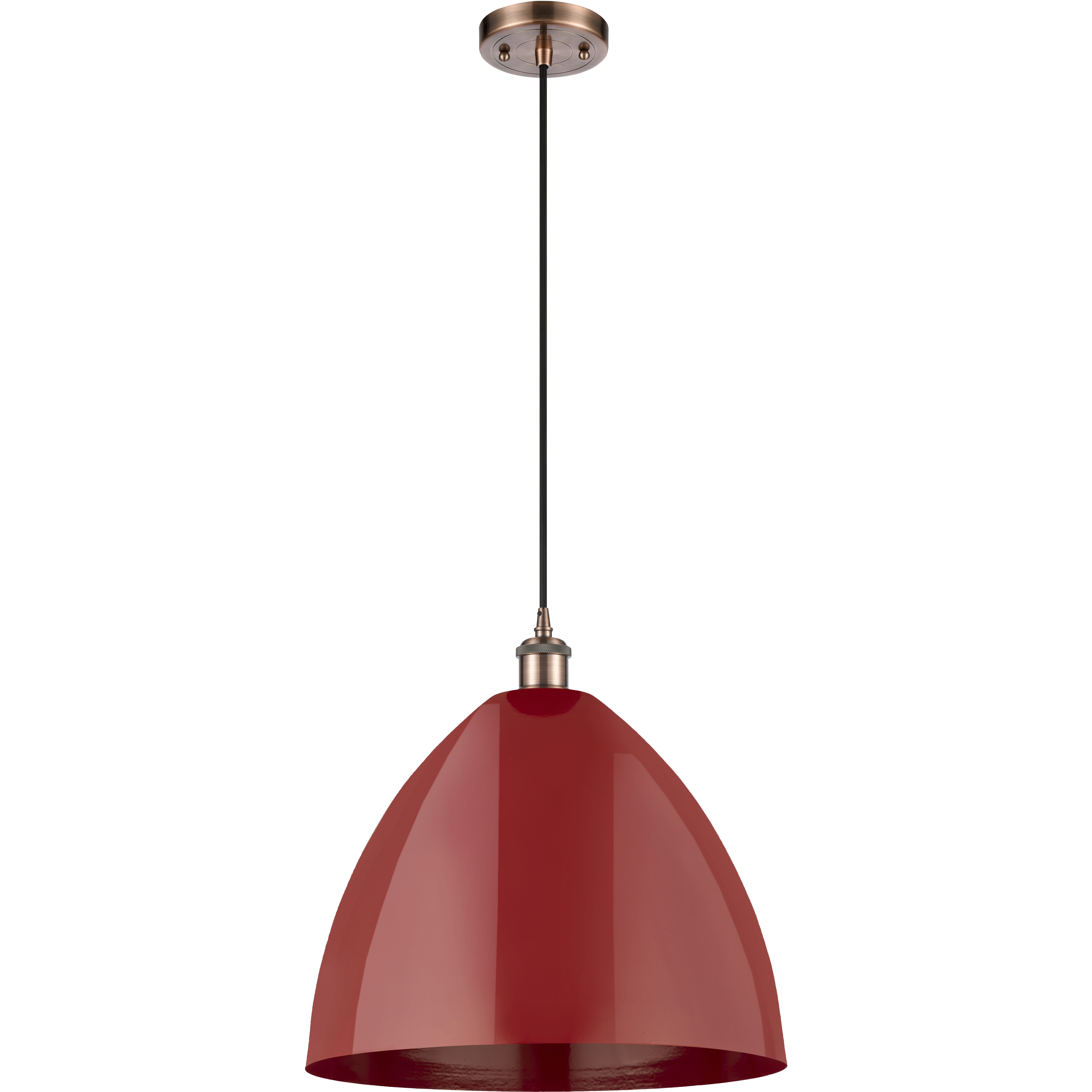 Ballston Plymouth Dome 1 Light 16 inch Antique Copper Mini Pendant Ceiling Light in Matte Red