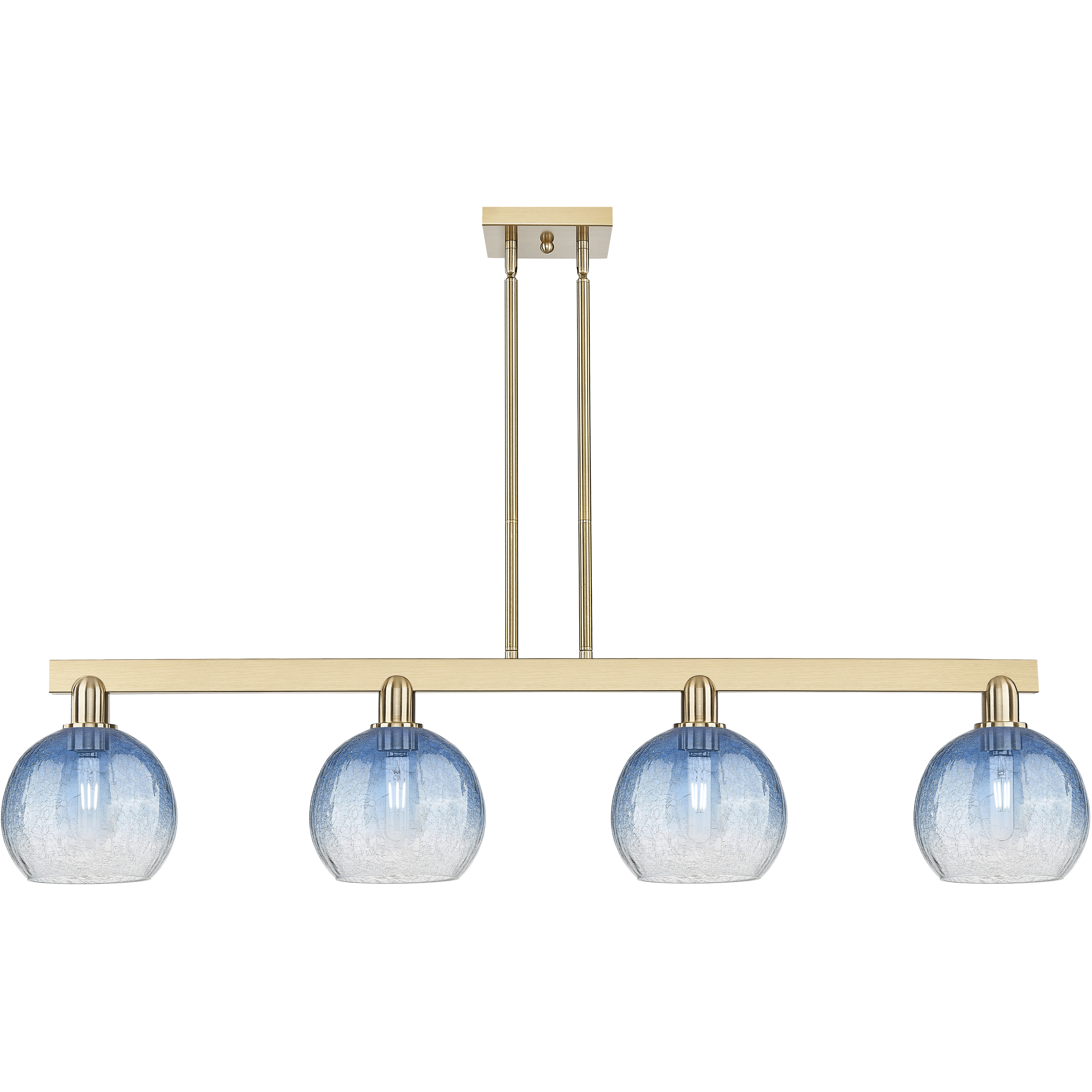 Brookhaven Globe Island Light Ceiling Light in Sapphire Blue Glass, Champagne Bronze