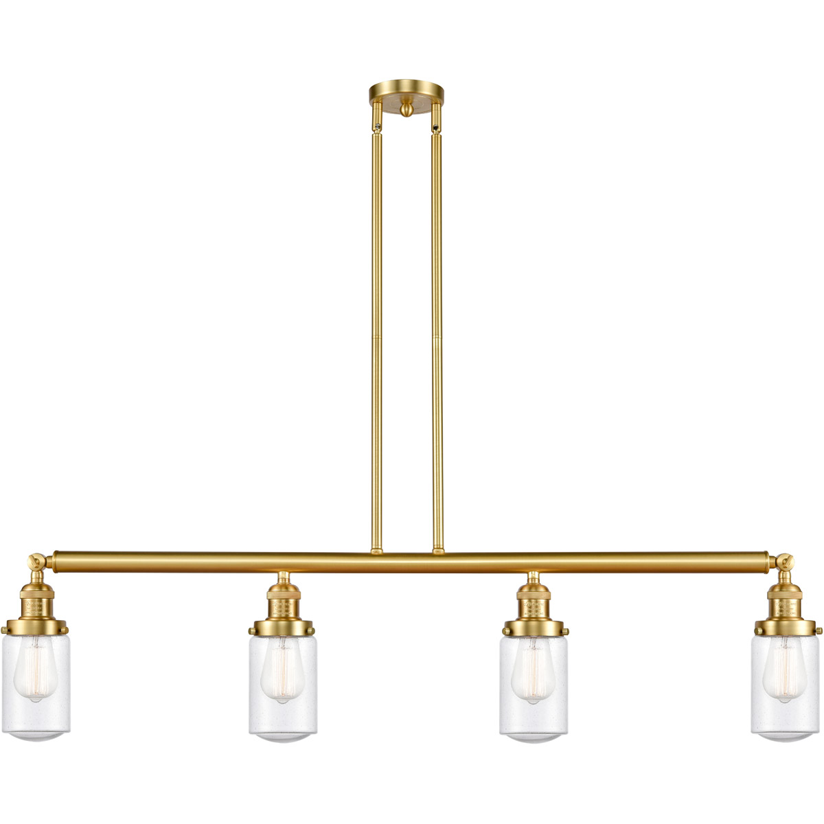 Franklin Restoration Dover 4 Light 49.13 inch Satin Gold Island Light Ceiling Light in Seedy Glass, Franklin Restoration