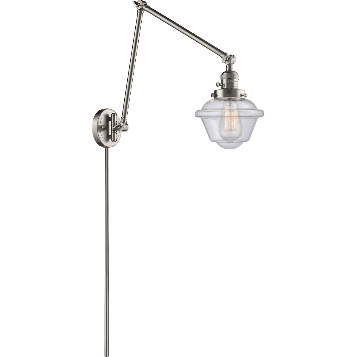 Small Oxford 30 inch 60.00 watt Satin Nickel Swing Arm Wall Light, Franklin Restoration