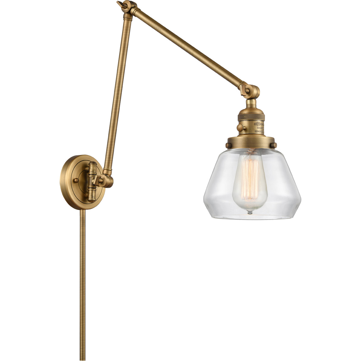 Fulton 30 inch 60.00 watt Brushed Brass Swing Arm Wall Light, Franklin Restoration