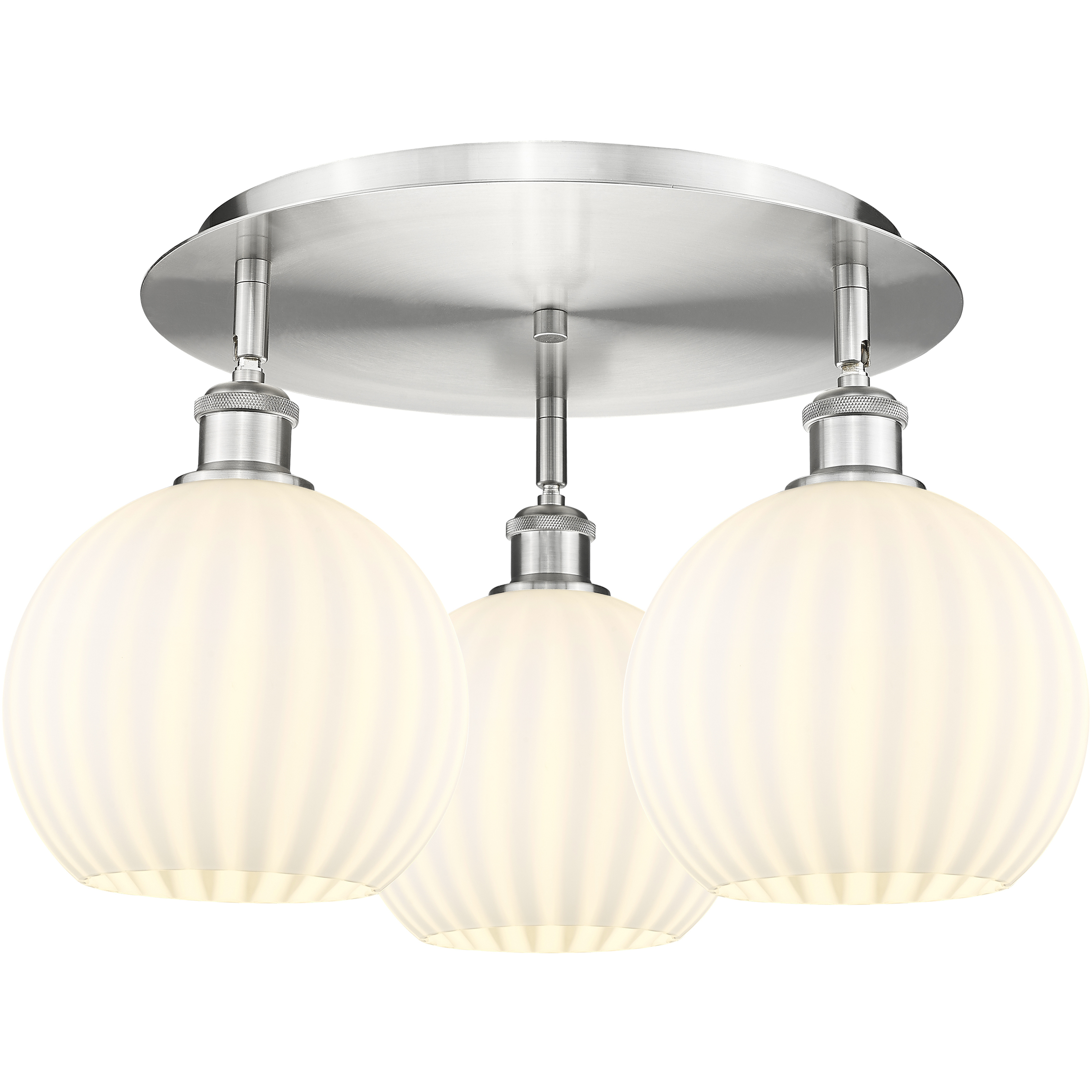 Ballston White Venetian 3 Light 19.75 inch Satin Nickel Flush Mount Ceiling Light