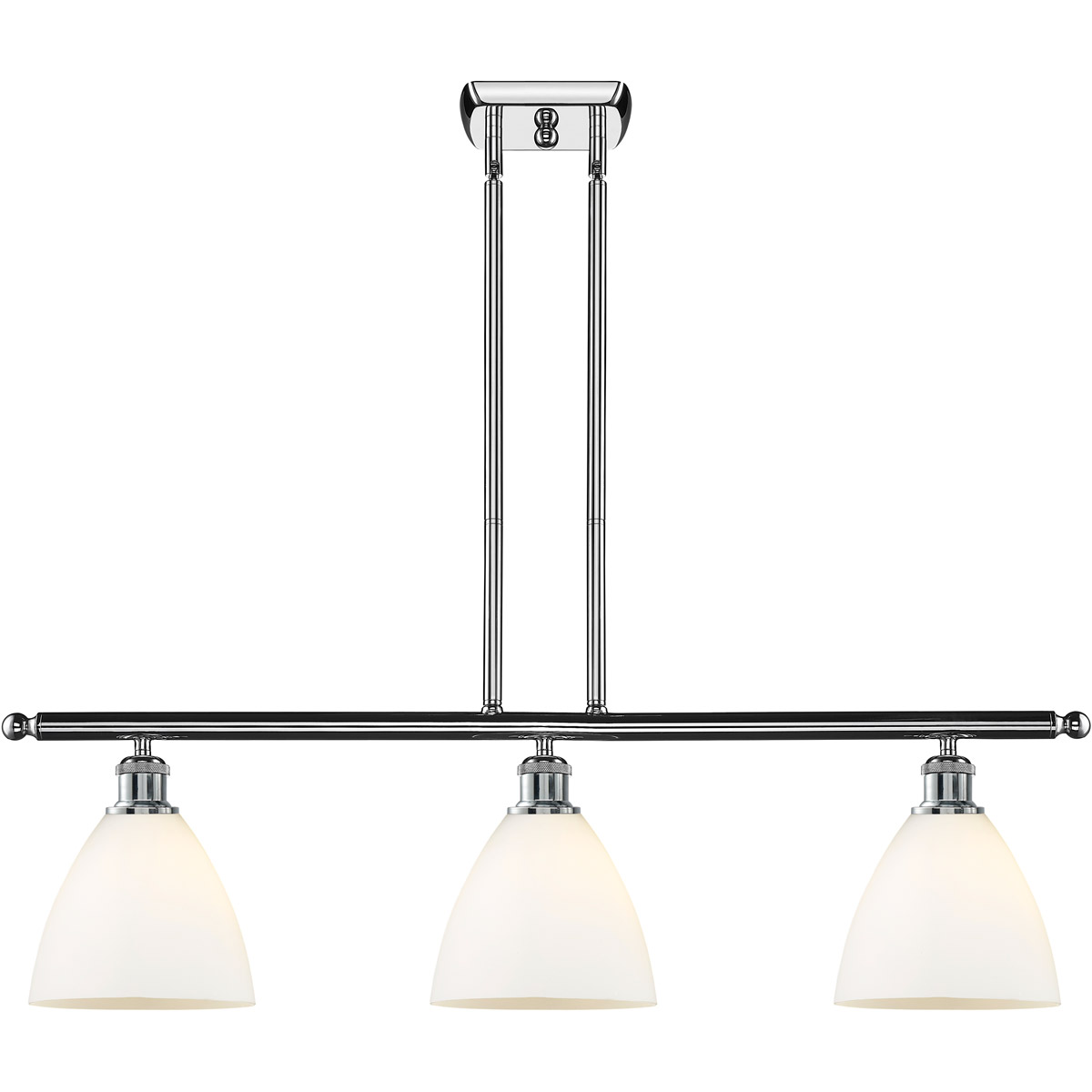 Ballston Ballston Dome 3 Light 36 inch Polished Chrome Island Light Ceiling Light in Matte White Glass