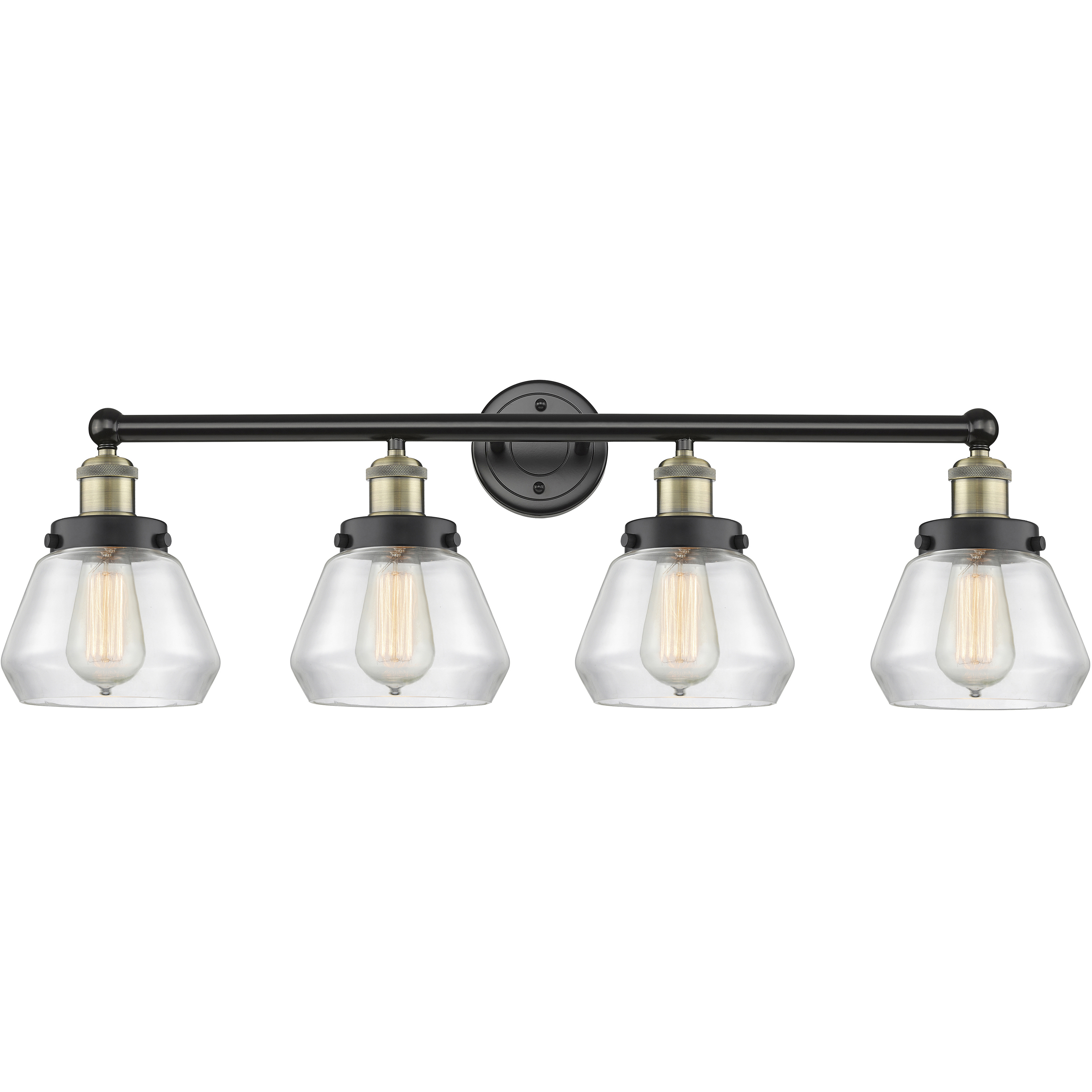 Fulton 4 Light 33.5 inch Black Antique Brass Bath Vanity Light Wall Light in Clear Glass