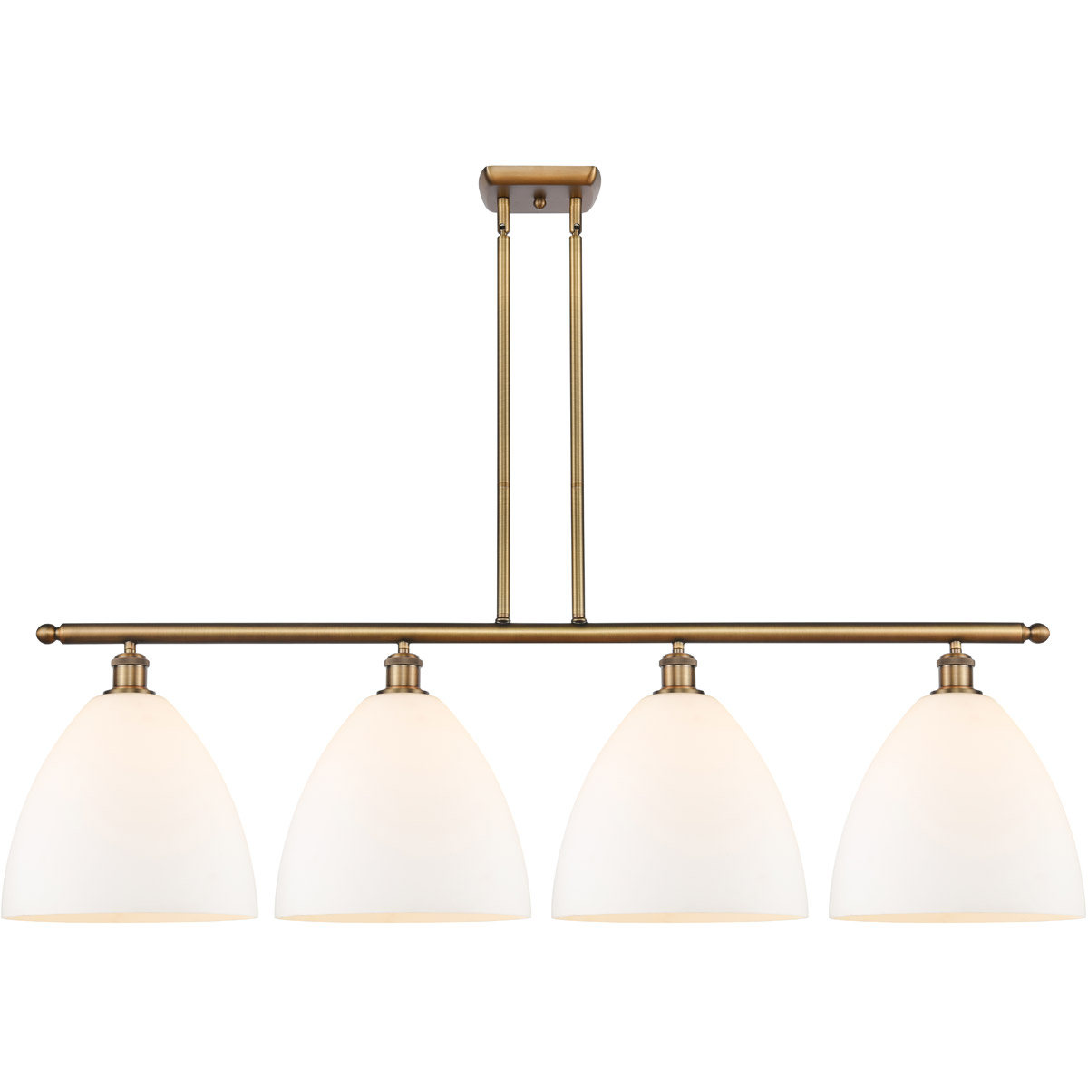 Ballston Ballston Dome 4 Light 50 inch Brushed Brass Island Light Ceiling Light in Matte White Glass