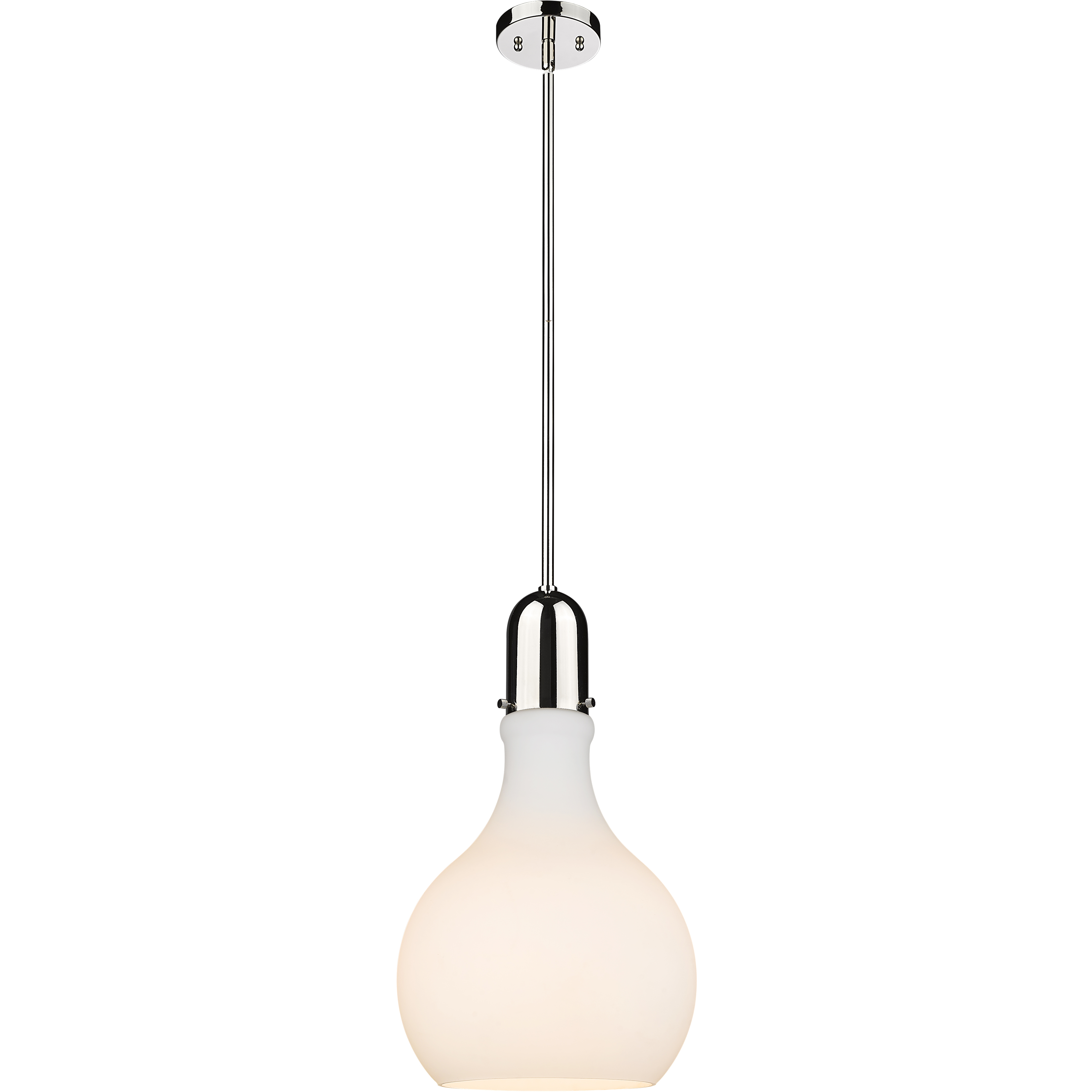 Auralume Amherst LED 11.75 inch Polished Nickel Mini Pendant Ceiling Light in Matte White Glass