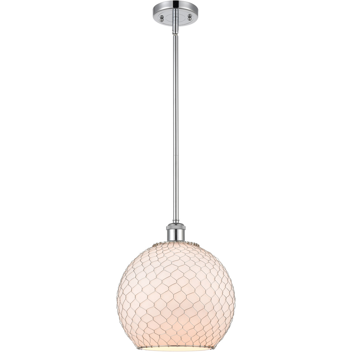 Ballston Large Farmhouse Chicken Wire 1 Light 10 inch Polished Chrome Pendant Ceiling Light, Ballston