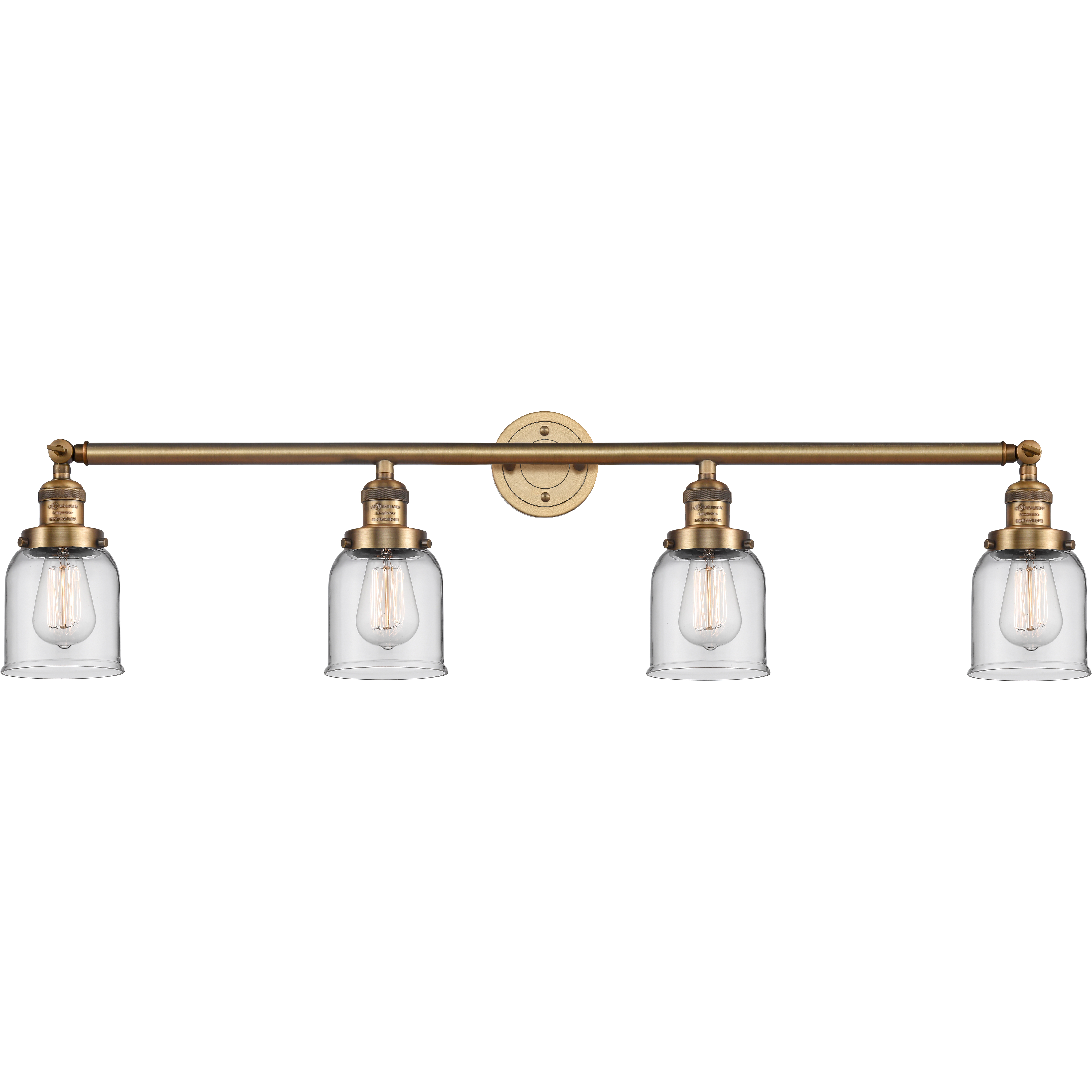 Franklin Restoration Small Bell LED 42 inch Brushed Brass Bath Vanity Light Wall Light in Clear Glass, Franklin Restoration