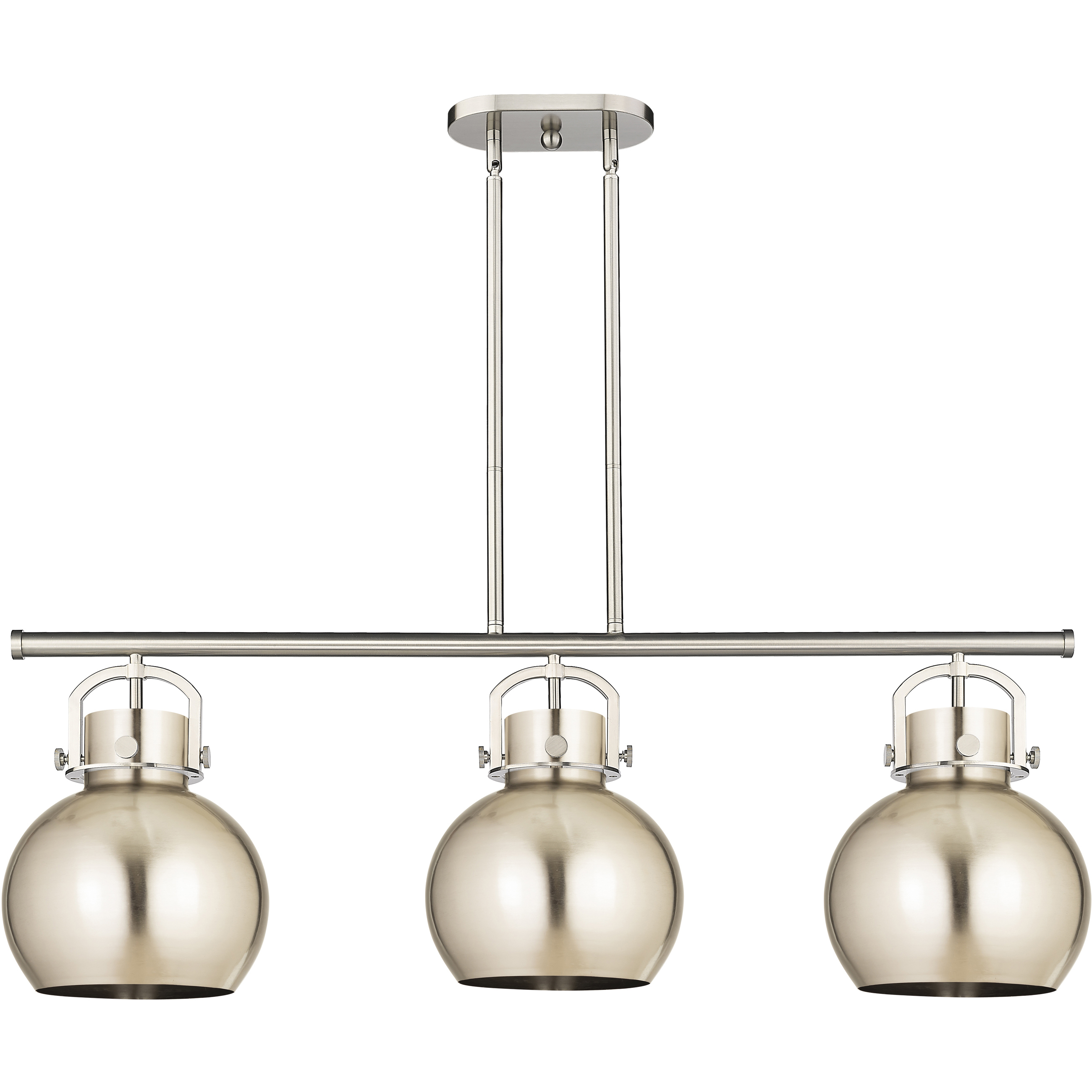 Newton Sphere 3 Light 42 inch Satin Nickel Island Light Ceiling Light