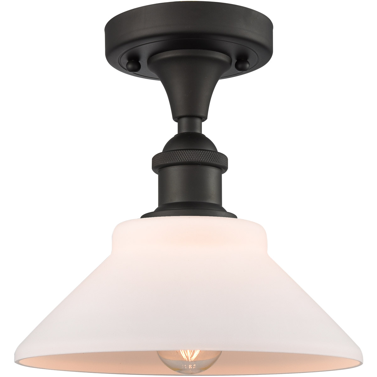 Ballston Orwell 1 Light 8 inch Oil Rubbed Bronze Semi-Flush Mount Ceiling Light in Matte White Glass, Ballston