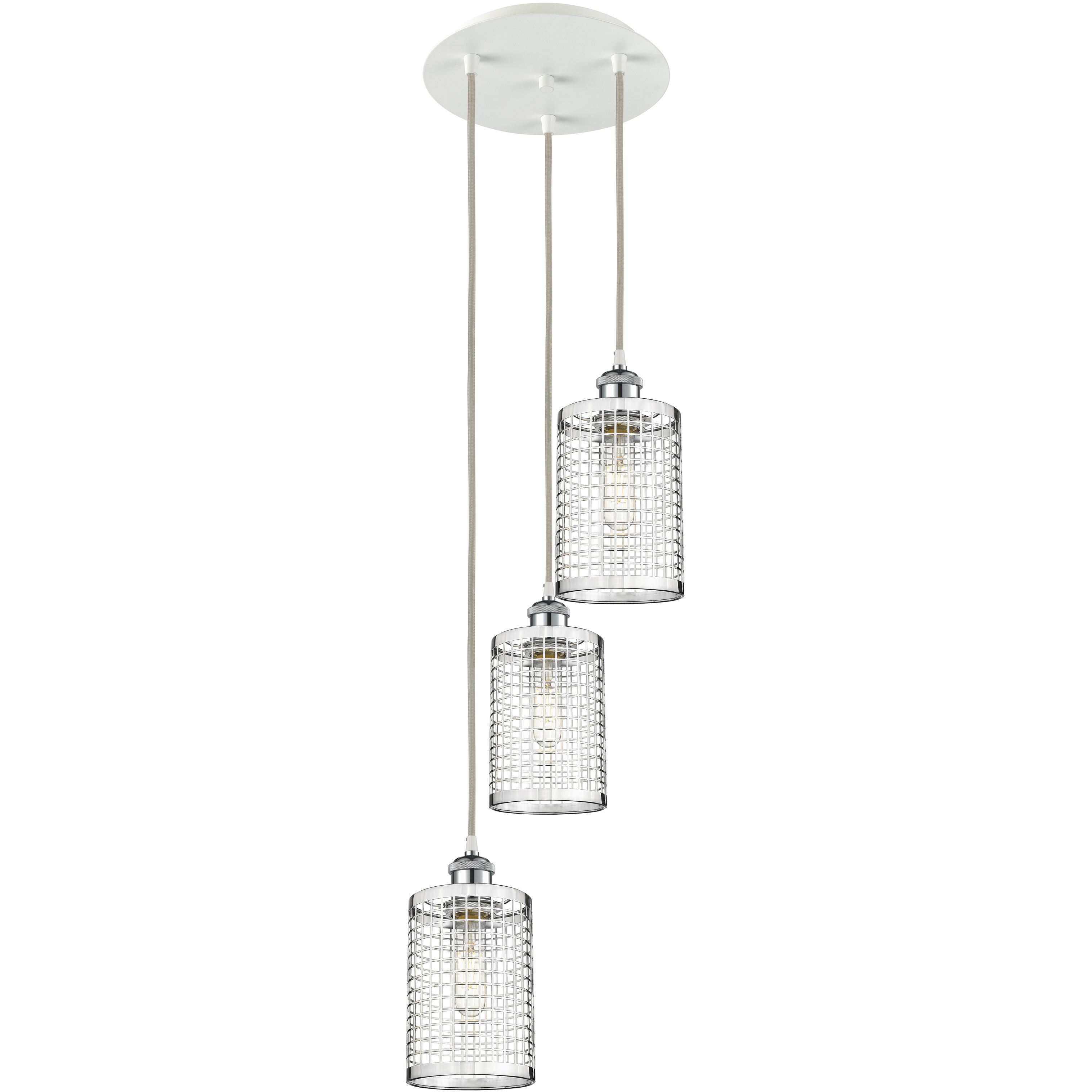 Nestbrook 3 Light 18.5 inch White and Polished Chrome Multi Pendant Ceiling Light