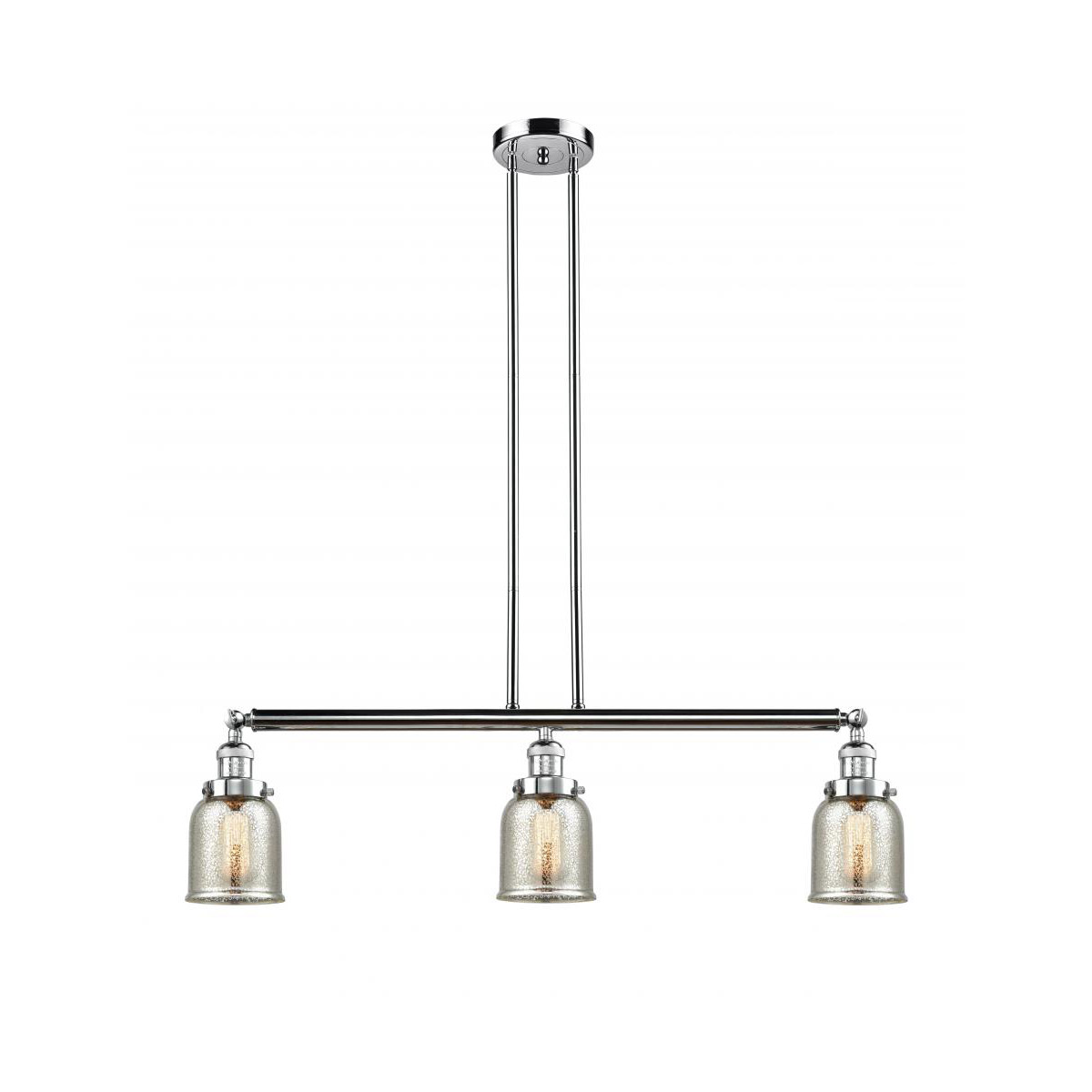 Franklin Restoration Small Bell 3 Light 38 inch Polished Chrome Island Light Ceiling Light in Silver Plated Mercury Glass, Franklin Restoration