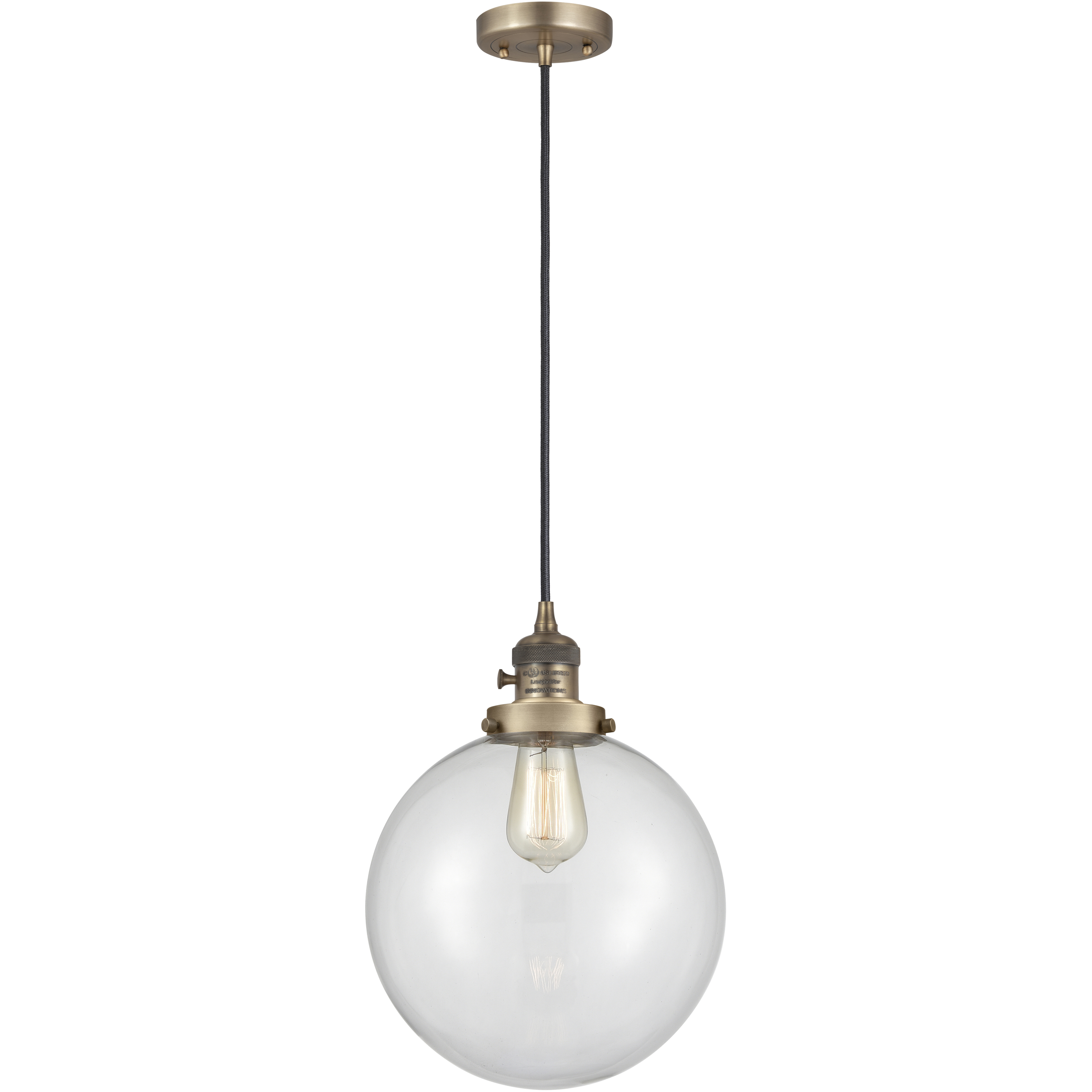 Franklin Restoration Beacon 1 Light 10 inch Brushed Brass Mini Pendant Ceiling Light in Incandescent, Clear