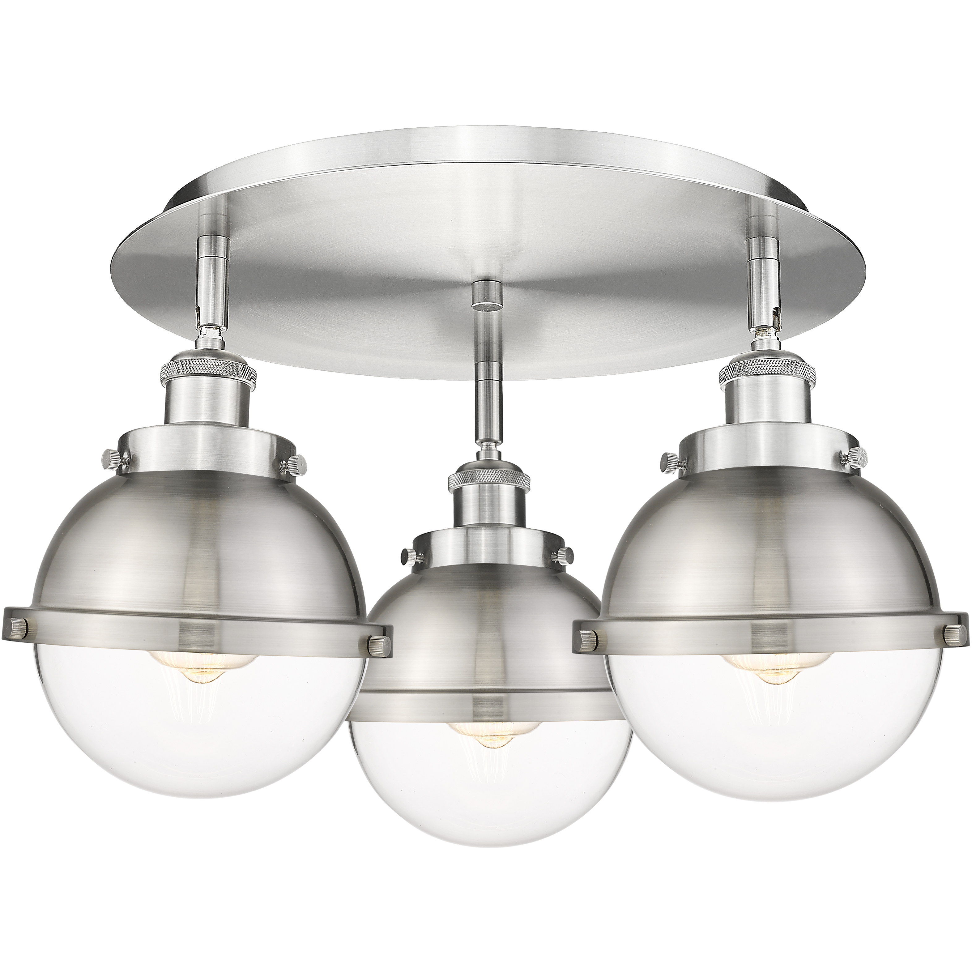 Ballston Urban 3 Light 18.25 inch Satin Nickel Flush Mount Ceiling Light in Brushed Satin Nickel and Clear