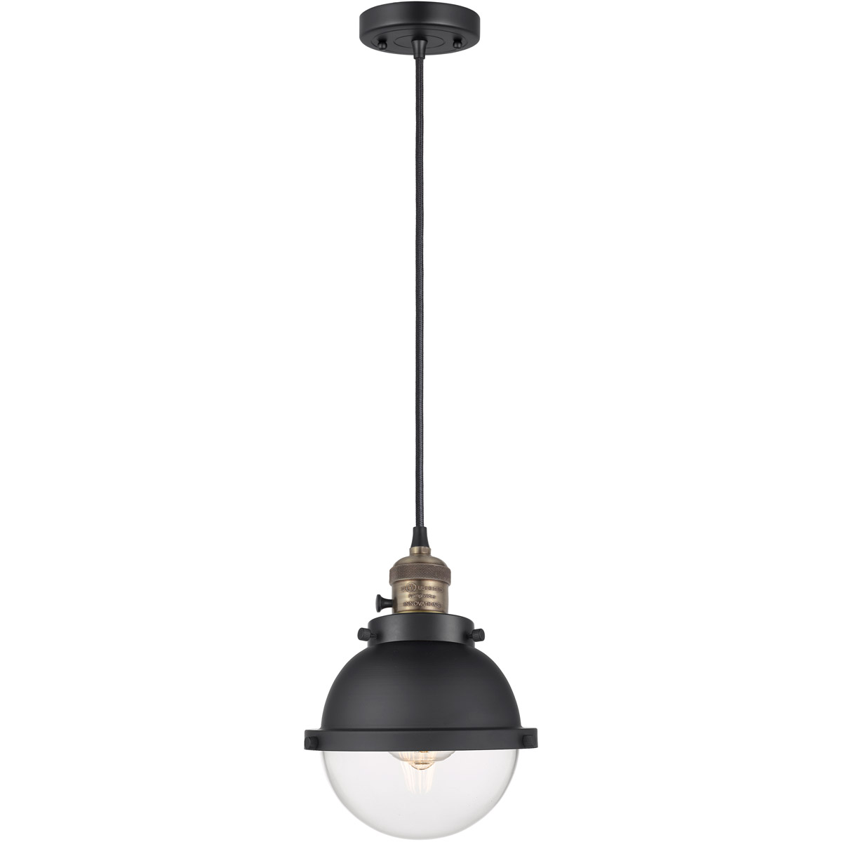 Franklin Restoration Hampden LED 7.25 inch Black Antique Brass Mini Pendant Ceiling Light in Clear Glass