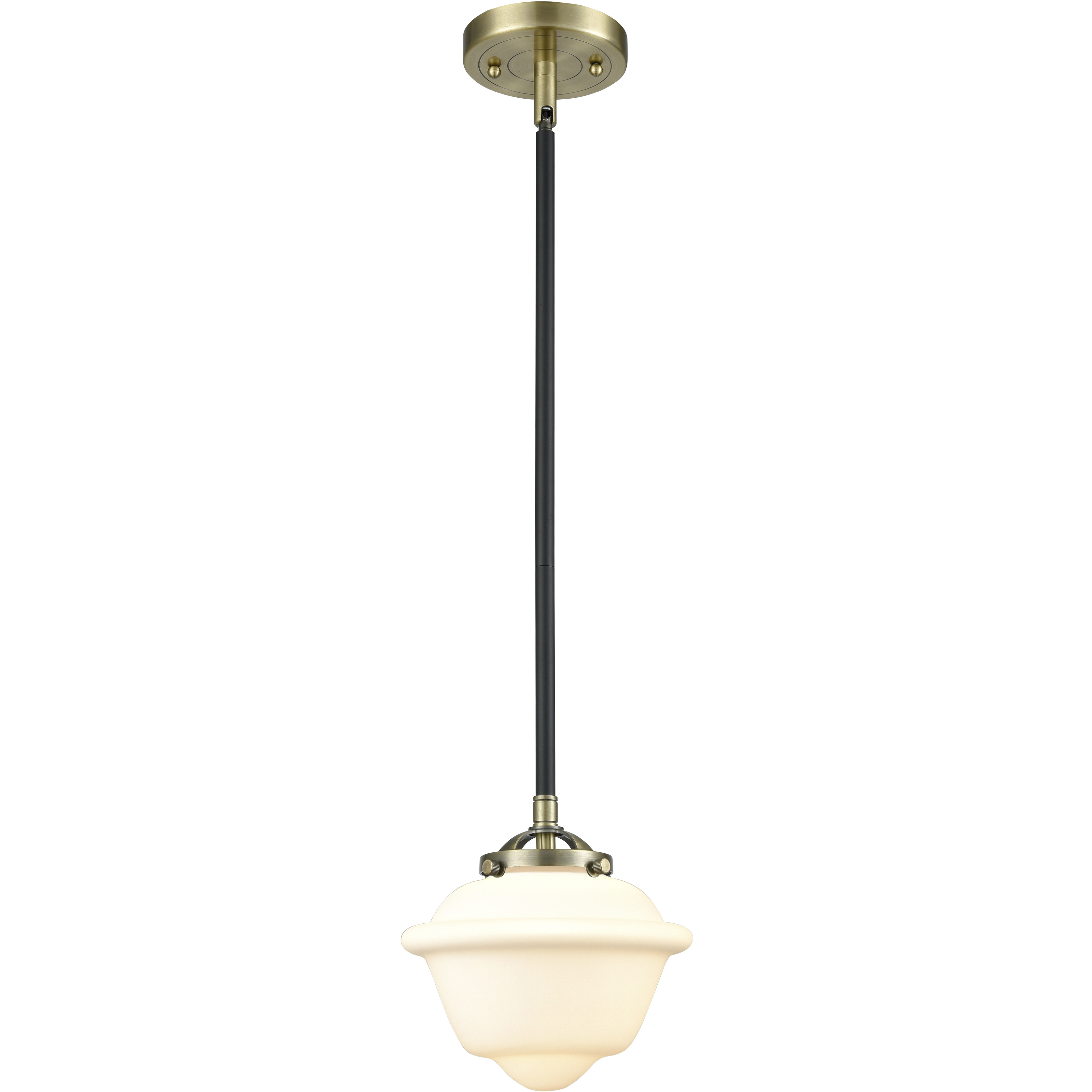 Nouveau Oxford LED 7.5 inch Black Antique Brass Mini Pendant Ceiling Light in Matte White, Nouveau