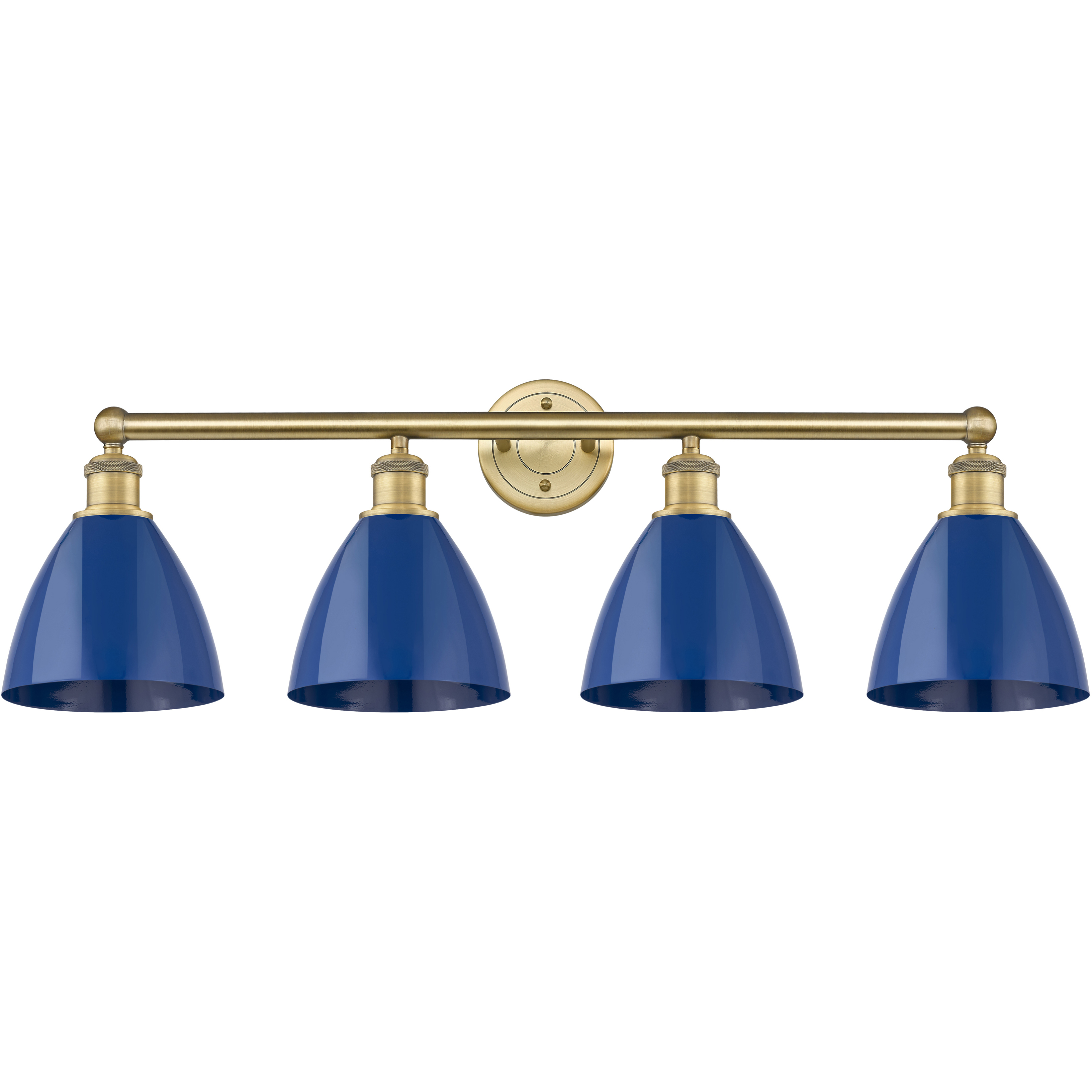 Plymouth Dome 4 Light 34.5 inch Brushed Brass Bath Vanity Light Wall Light in Blue