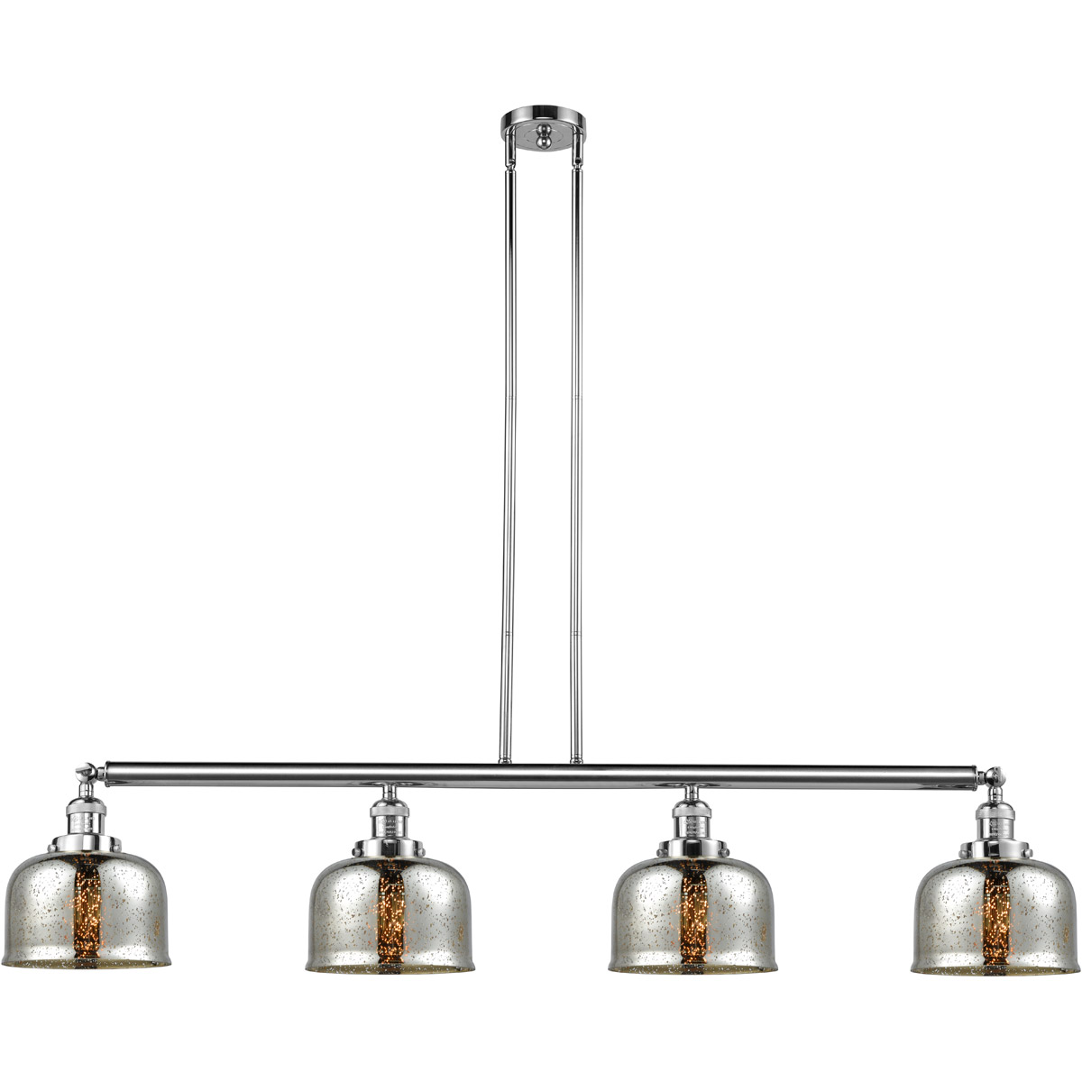 Franklin Restoration Large Bell 4 Light 52.63 inch Polished Chrome Island Light Ceiling Light in Silver Plated Mercury Glass, Franklin Restoration