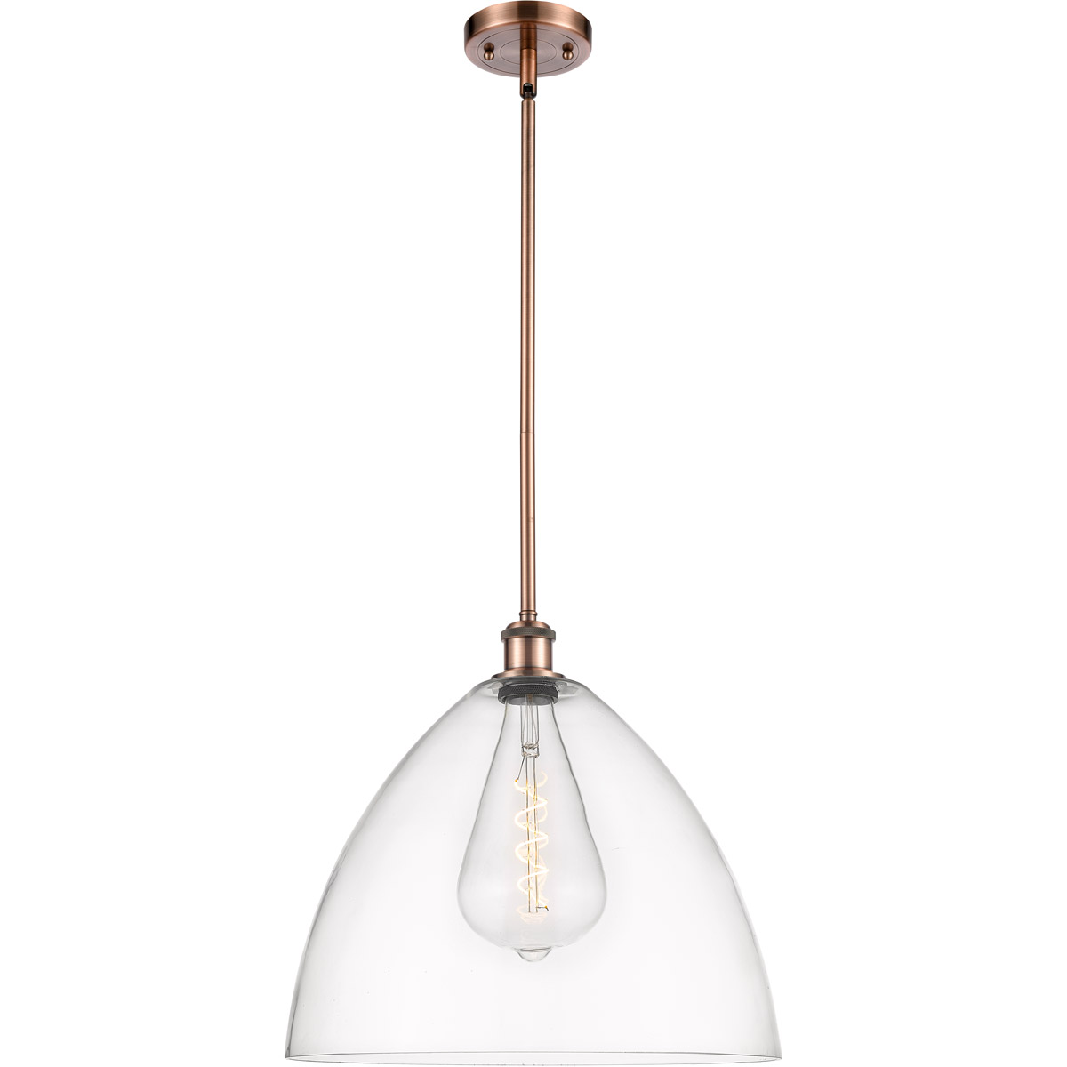 Ballston Dome 1 Light 16 inch Antique Copper Pendant Ceiling Light in Clear Glass