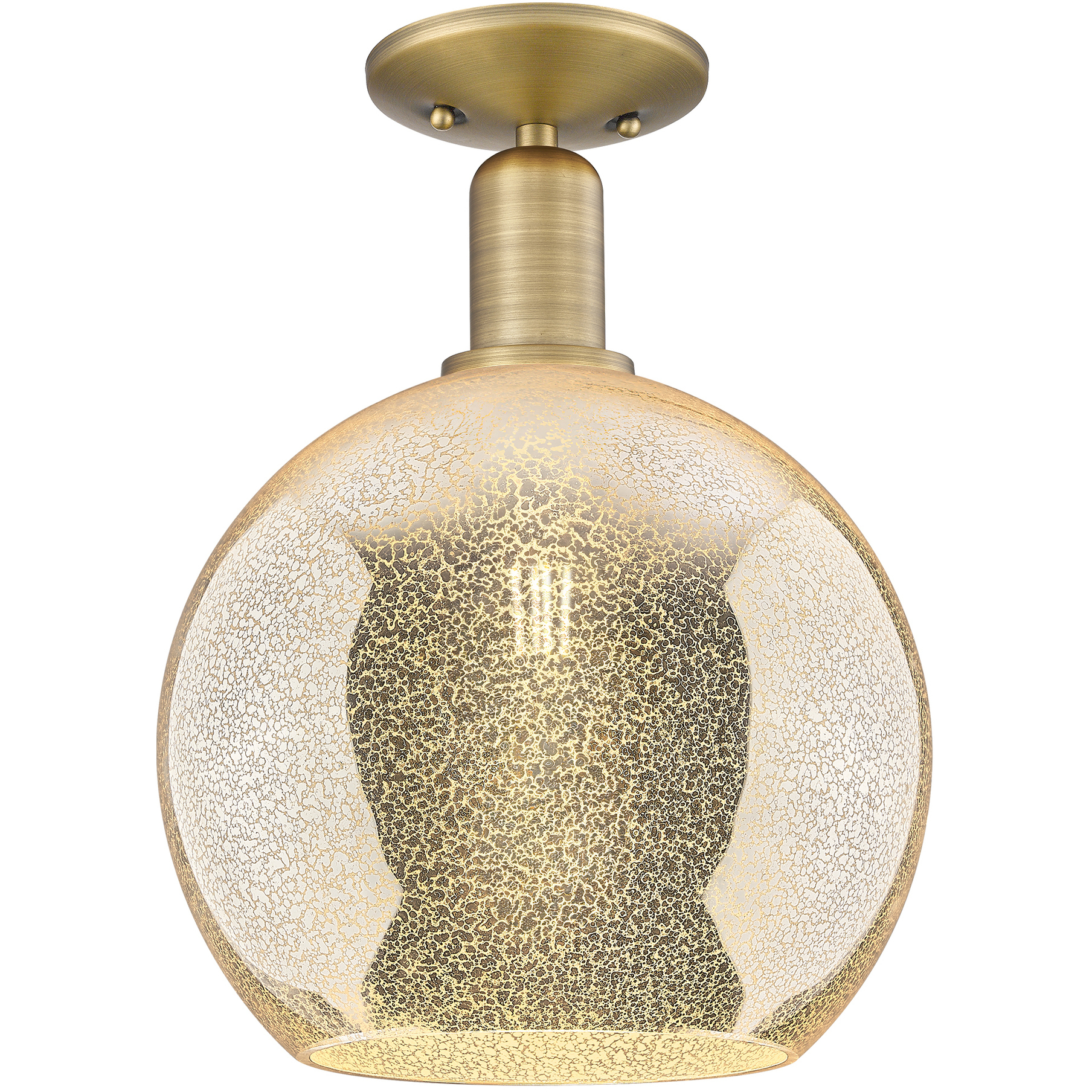 Arcadia Athens 1 Light 10 inch Brushed Brass Semi-Flush Mount Ceiling Light in Mercury