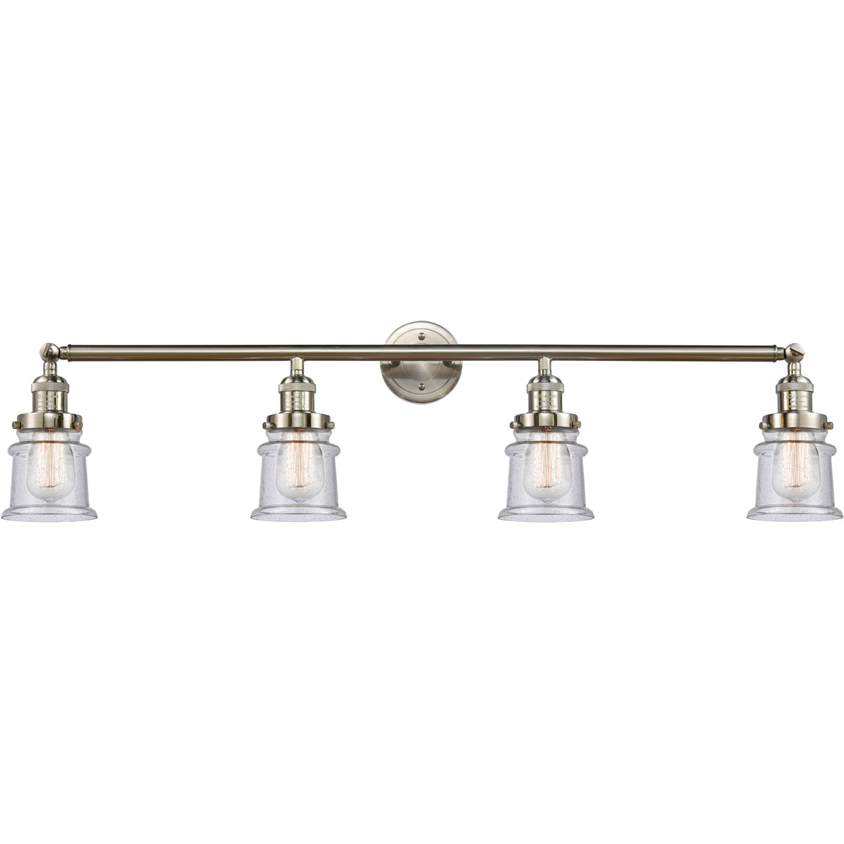 Franklin Restoration Small Canton 4 Light 42 inch Brushed Satin Nickel Bath Vanity Light Wall Light in Seedy Glass, Franklin Restoration