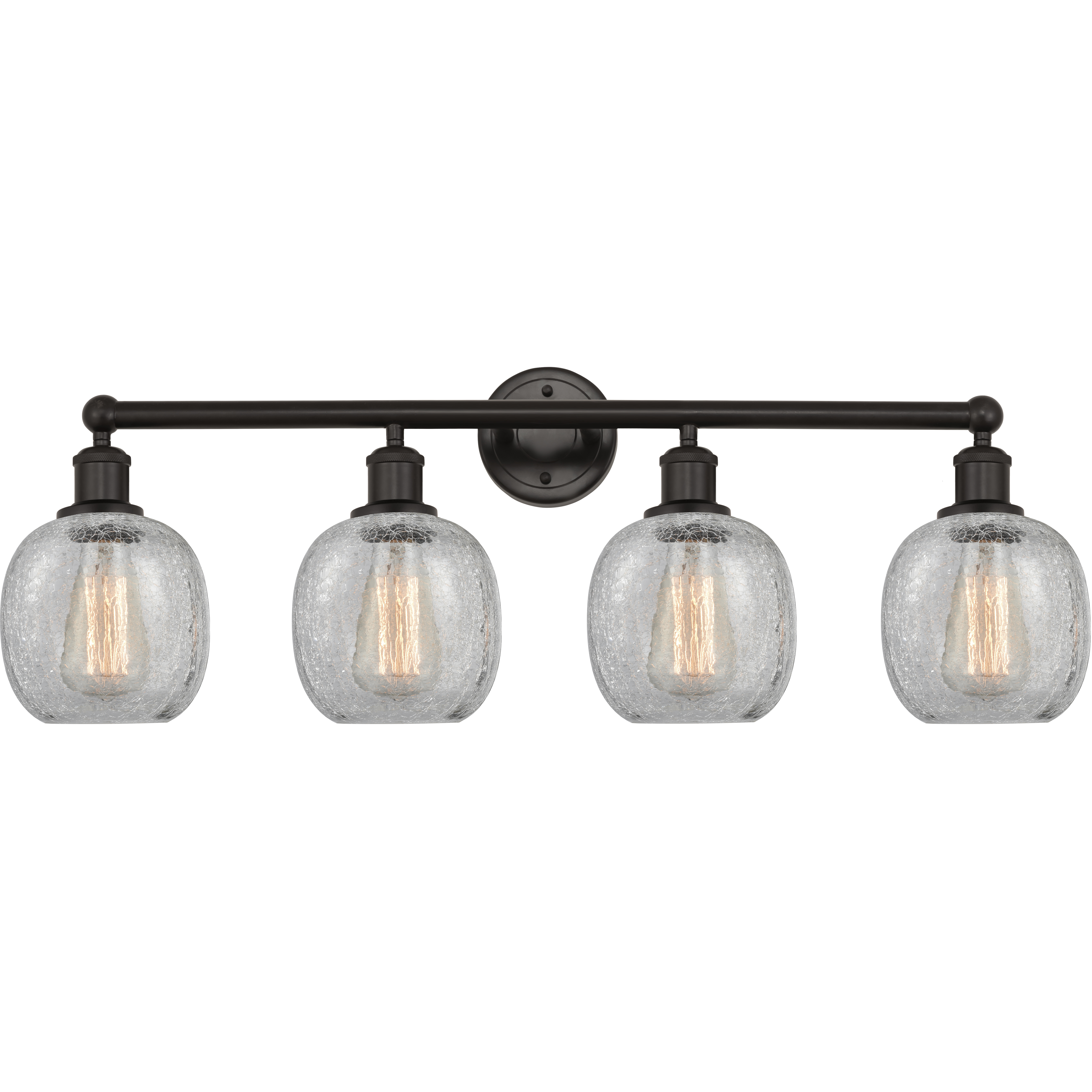Edison Belfast 4 Light 33 inch Oil Rubbed Bronze Bath Vanity Light Wall Light in Clear Crackle Glass