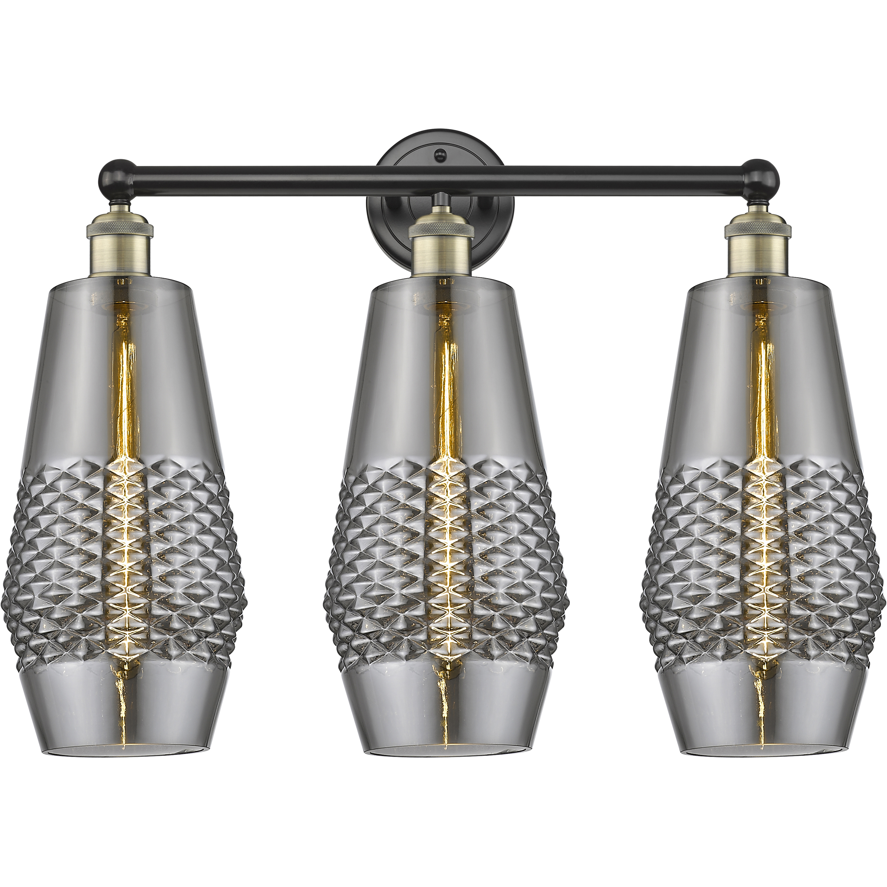 Windham 3 Light 25 inch Black Antique Brass Bath Vanity Light Wall Light