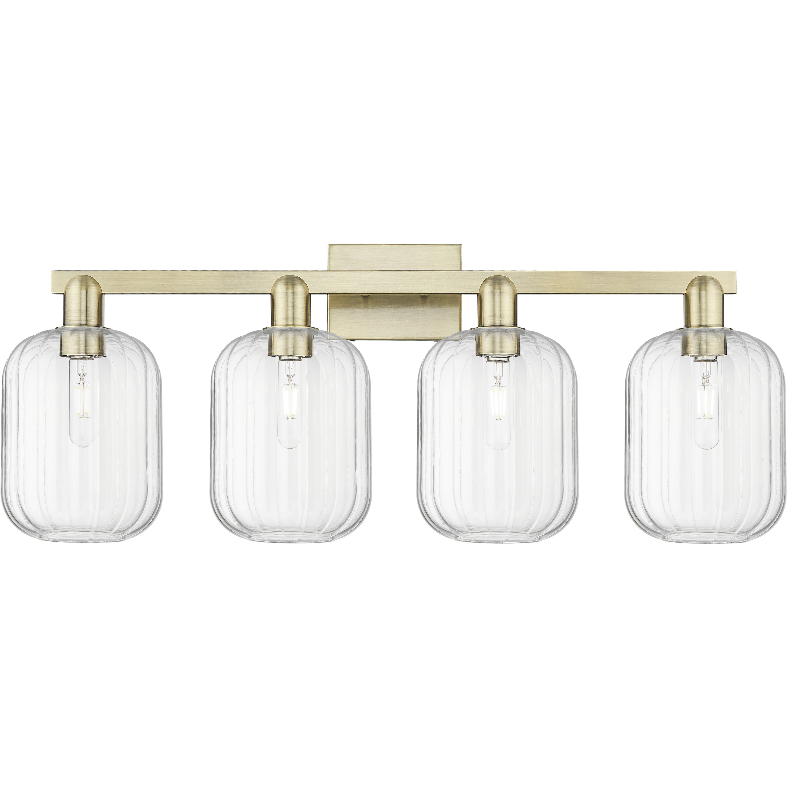 Preston 4 Light 36 inch Antique Brass Bath Vanity Light Wall Light in Clear Glass
