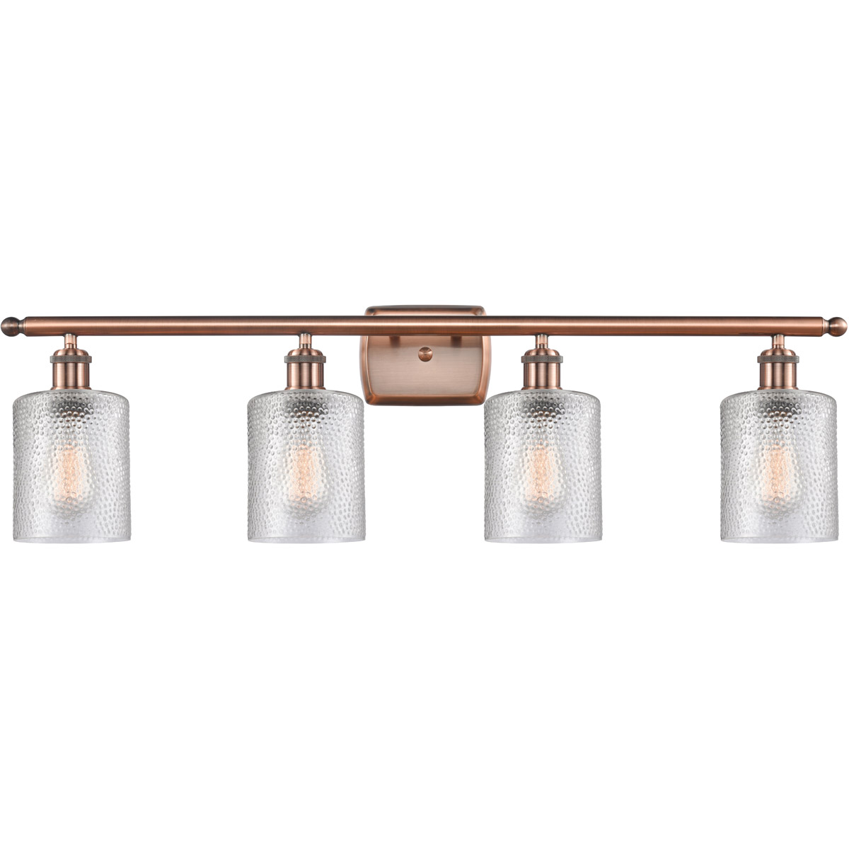 Ballston Cobbleskill 4 Light 36 inch Antique Copper Bath Vanity Light Wall Light in Clear Glass, Ballston