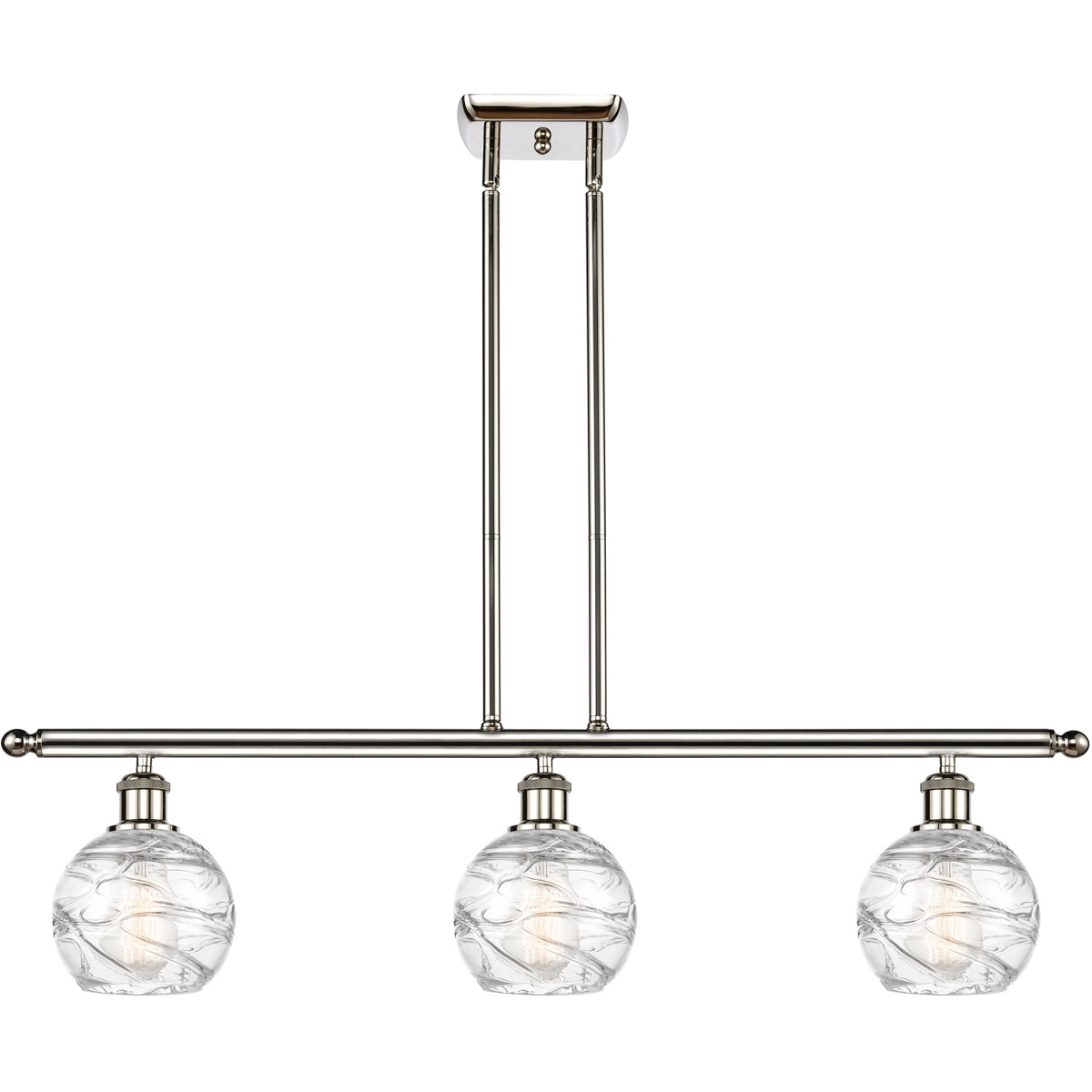 Ballston Small Deco Swirl 3 Light 36 inch Polished Nickel Island Light Ceiling Light, Ballston