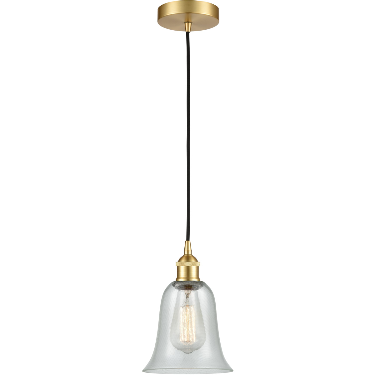 Edison Hanover 1 Light 6.25 inch Satin Gold Mini Pendant Ceiling Light in Fishnet Glass