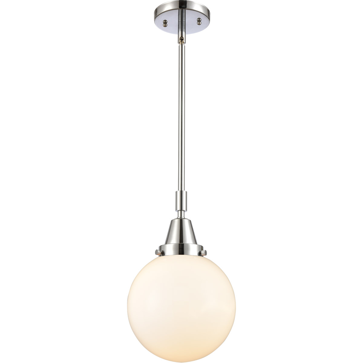 Franklin Restoration Beacon LED 8 inch Polished Chrome Mini Pendant Ceiling Light in Matte White Glass