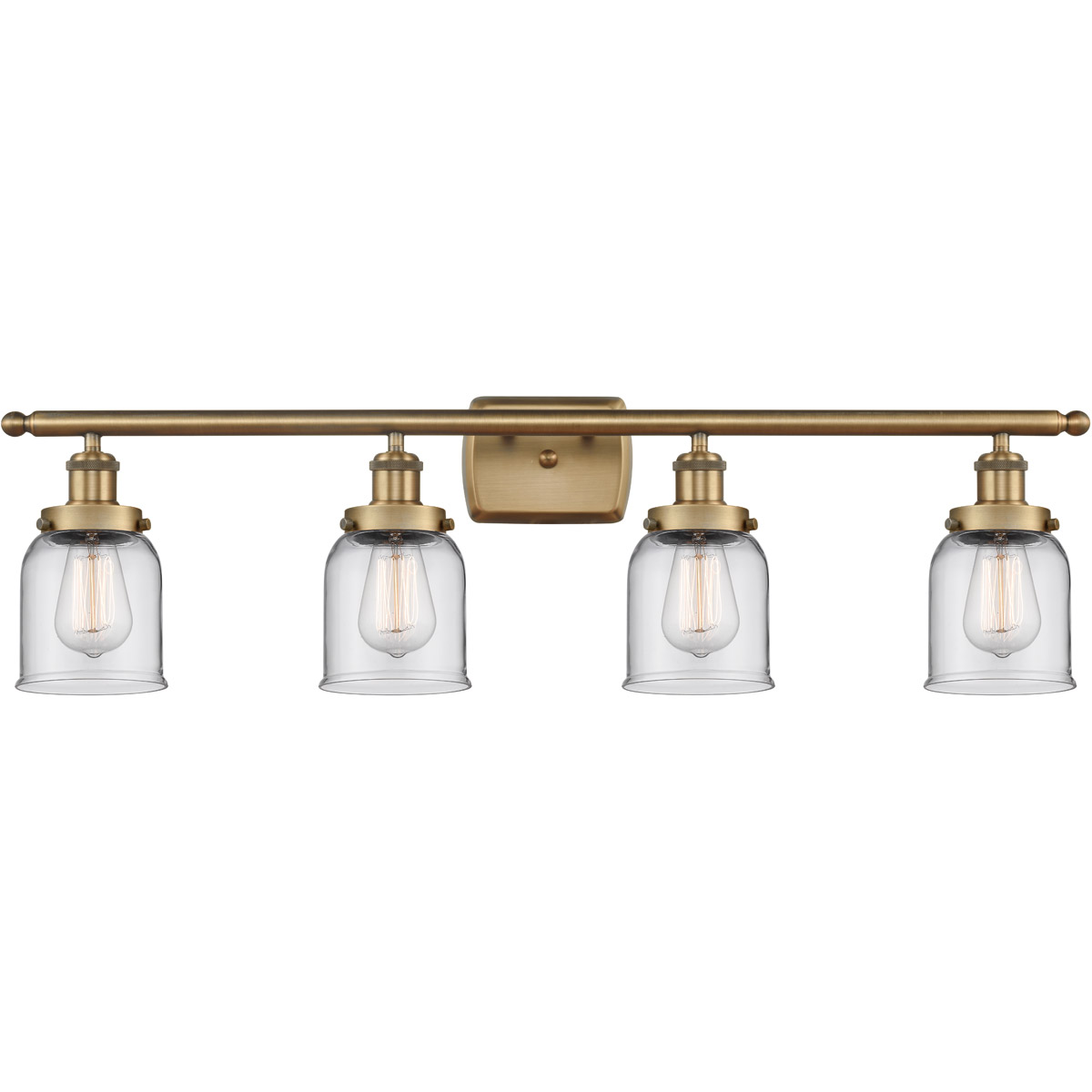 Ballston Small Bell LED 36 inch Brushed Brass Bath Vanity Light Wall Light in Clear Glass