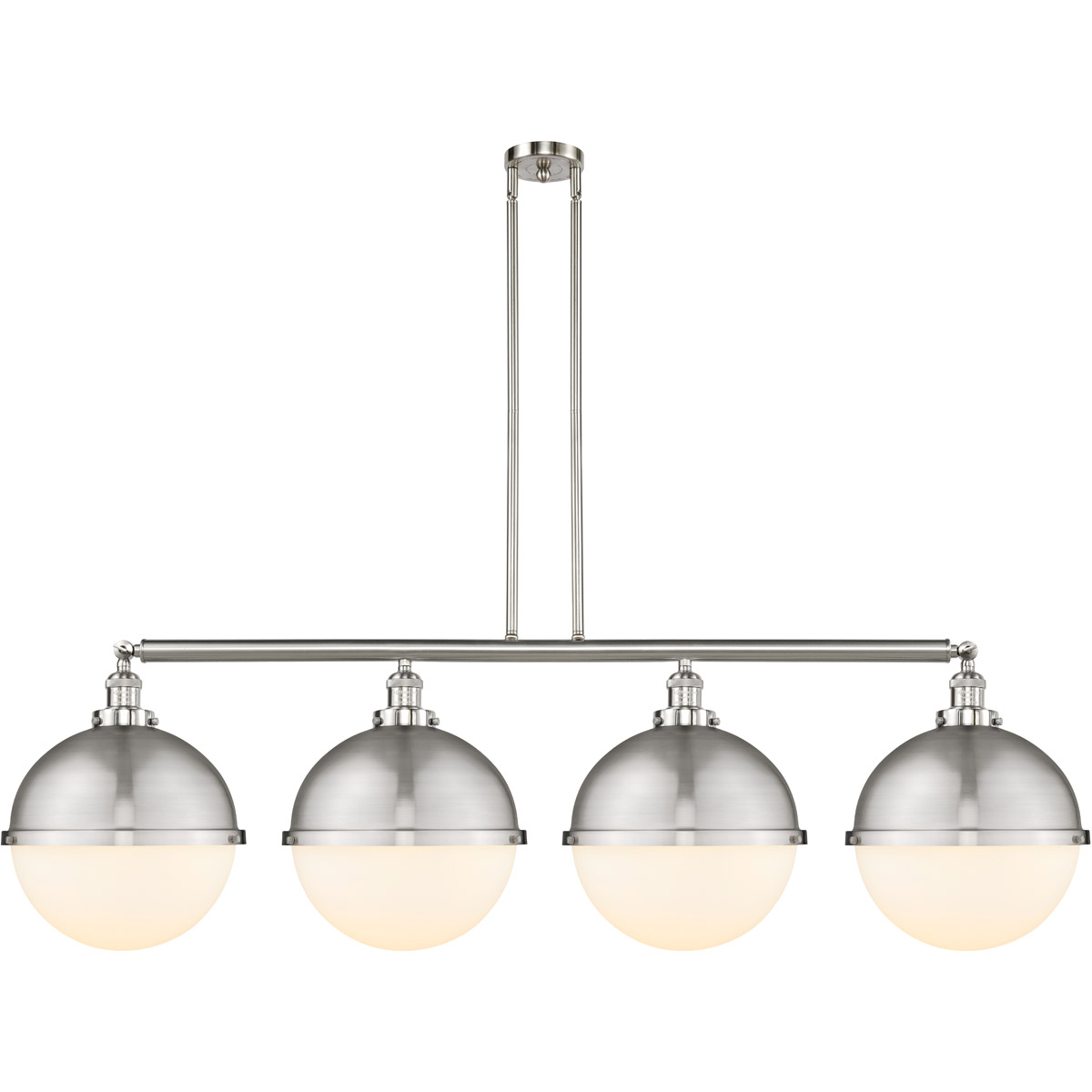 Franklin Restoration Hampden LED 57.5 inch Brushed Satin Nickel Island Light Ceiling Light in Matte White Glass
