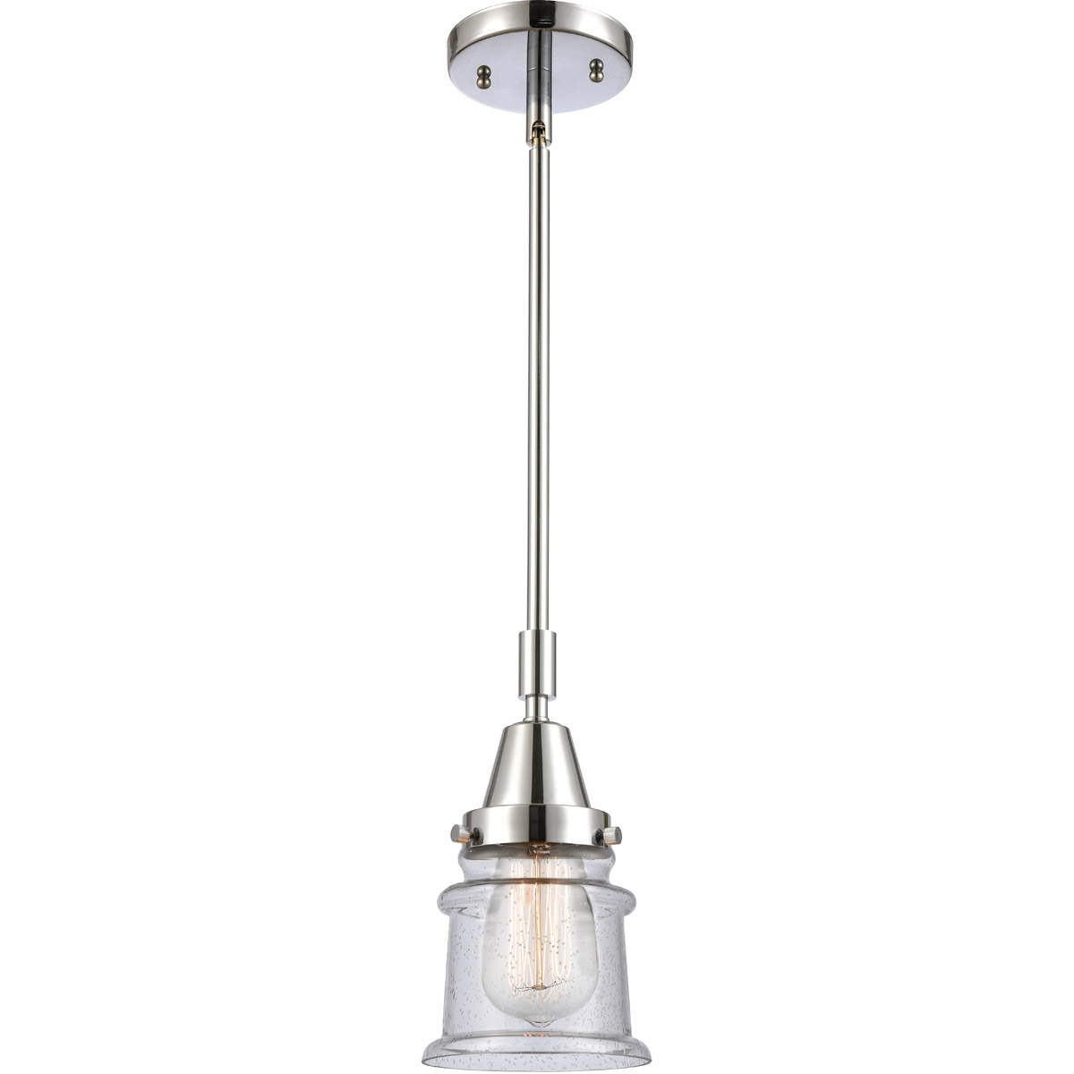 Franklin Restoration Small Canton 1 Light 7 inch Polished Chrome Mini Pendant Ceiling Light in Seedy Glass