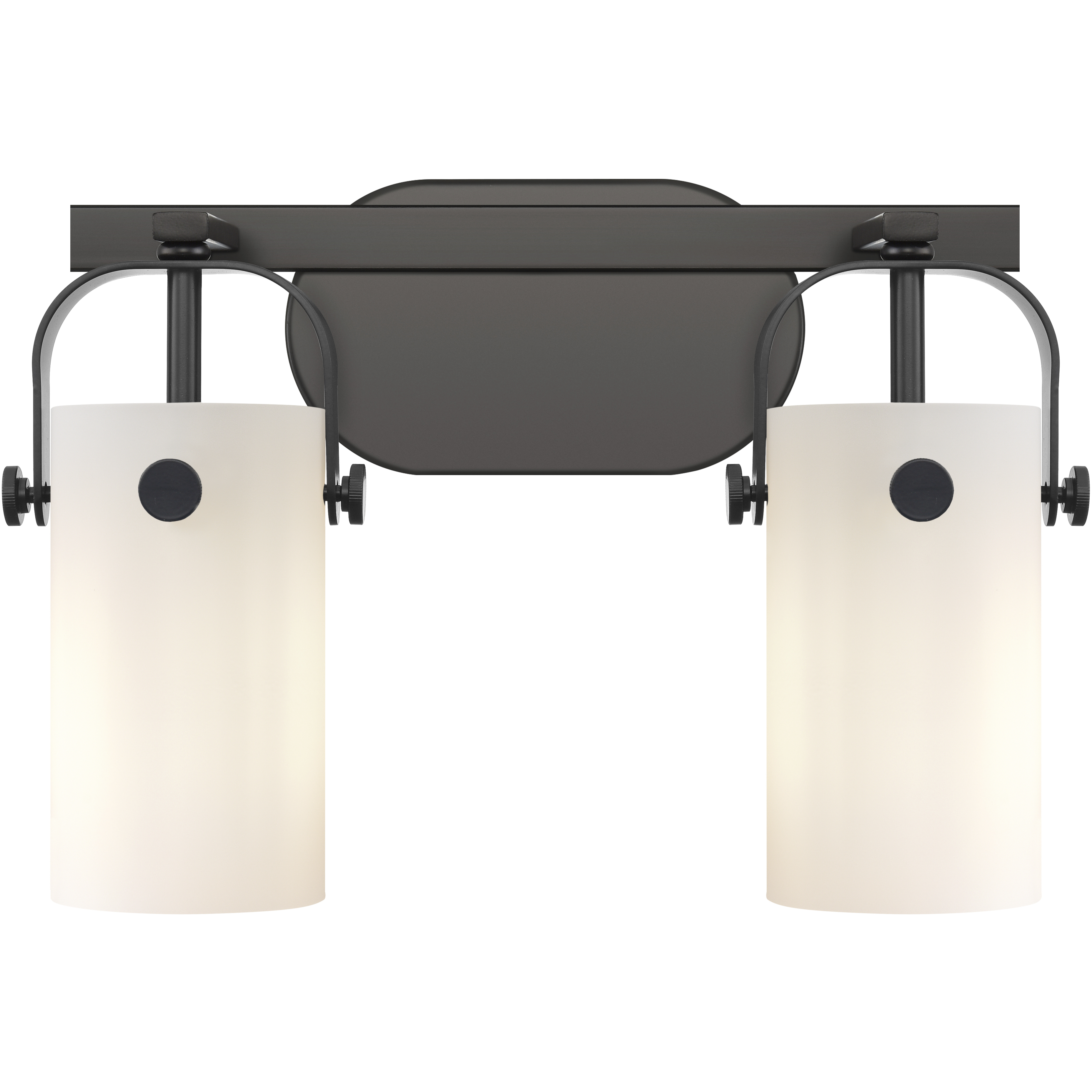 Pilaster II Cylinder 2 Light 14.88 inch Matte Black Bath Vanity Light Wall Light in Matte White Glass