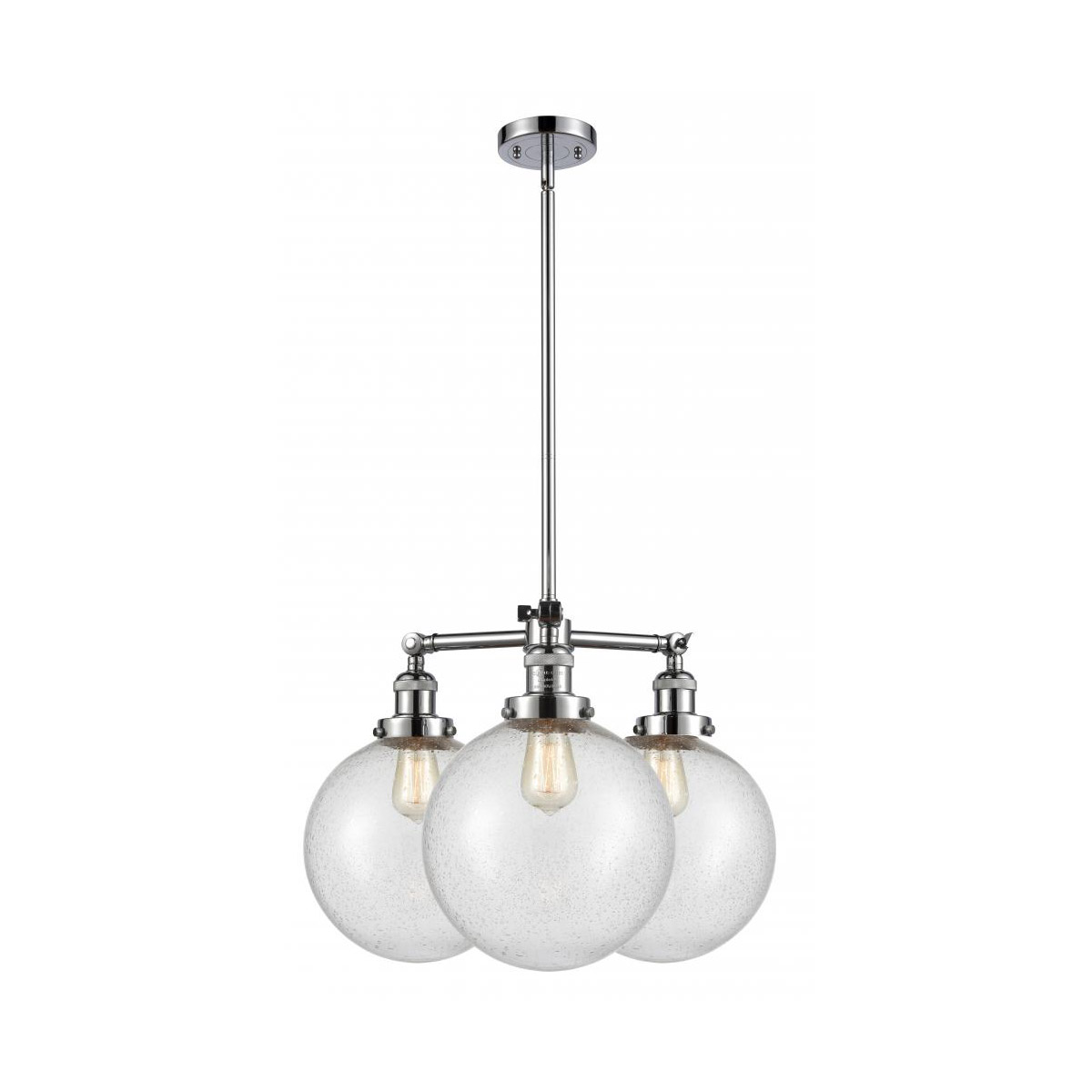 Franklin Restoration X-Large Beacon 3 Light 24 inch Polished Chrome Chandelier Ceiling Light in Seedy Glass, Franklin Restoration