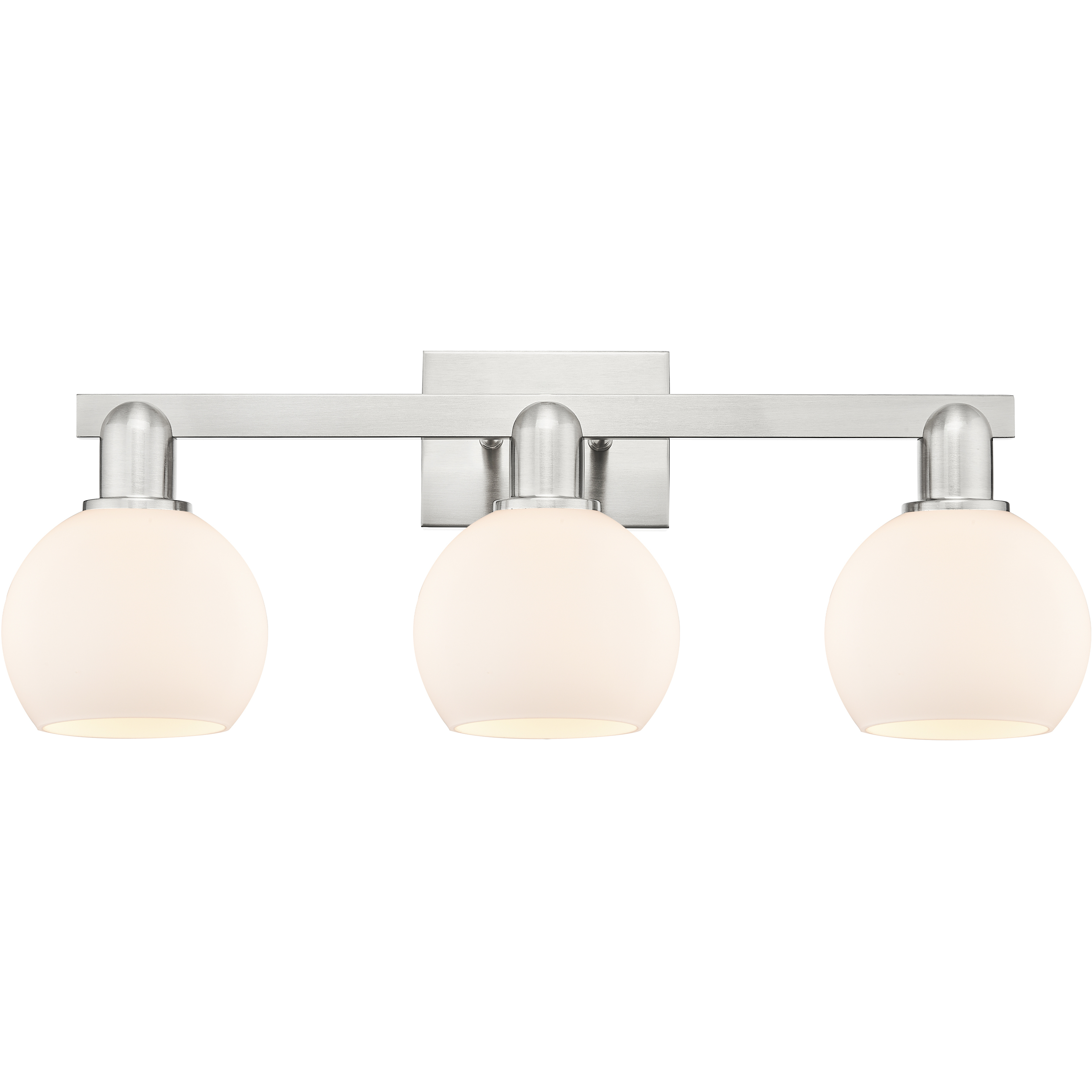 Arcadia Athens 3 Light 24.88 inch Brushed Satin Nickel Bath Vanity Light Wall Light in Matte White