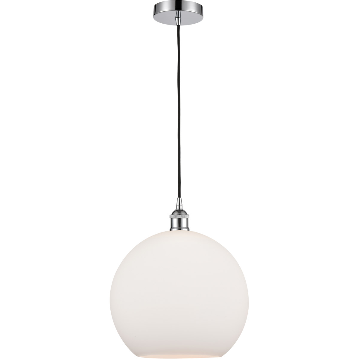 Edison Athens LED 11.75 inch Polished Chrome Mini Pendant Ceiling Light in Matte White Glass