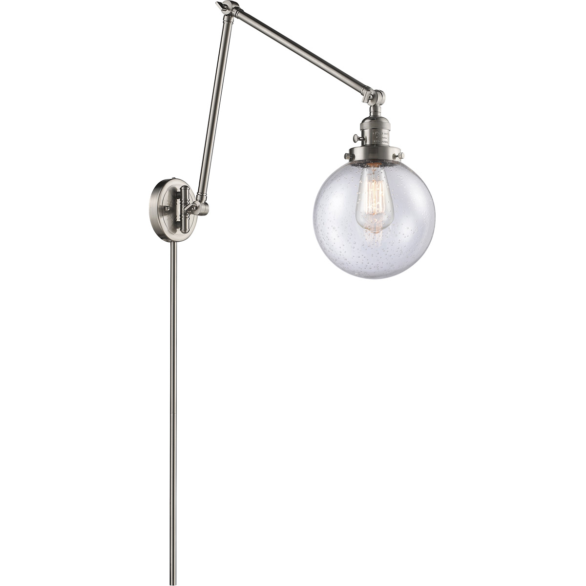 Large Beacon 30 inch 3.50 watt Satin Nickel Swing Arm Wall Light, Franklin Restoration