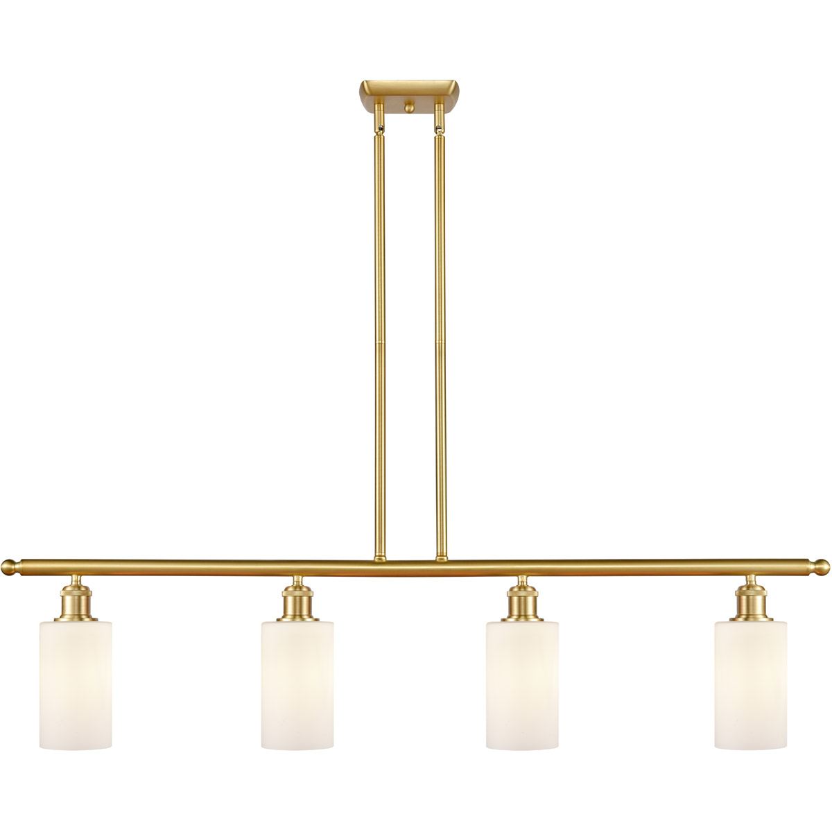 Ballston Clymer LED 48 inch Satin Gold Island Light Ceiling Light in Matte White Glass, Ballston