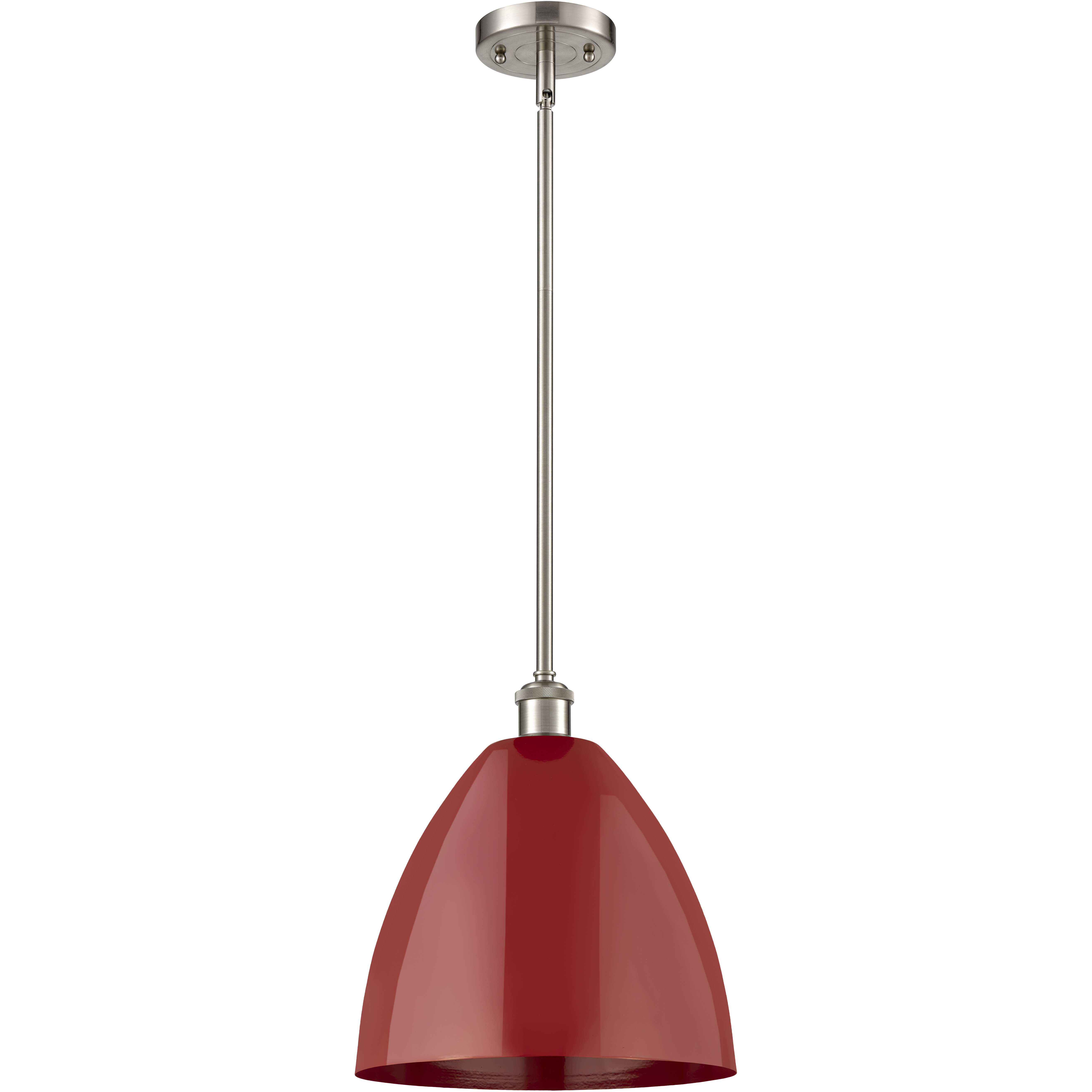 Ballston Plymouth Dome 1 Light 12 inch Brushed Satin Nickel Pendant Ceiling Light in Matte Red