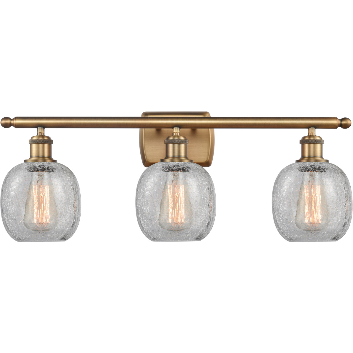Ballston Belfast 3 Light 26 inch Brushed Brass Bath Vanity Light Wall Light in Clear Crackle Glass, Ballston