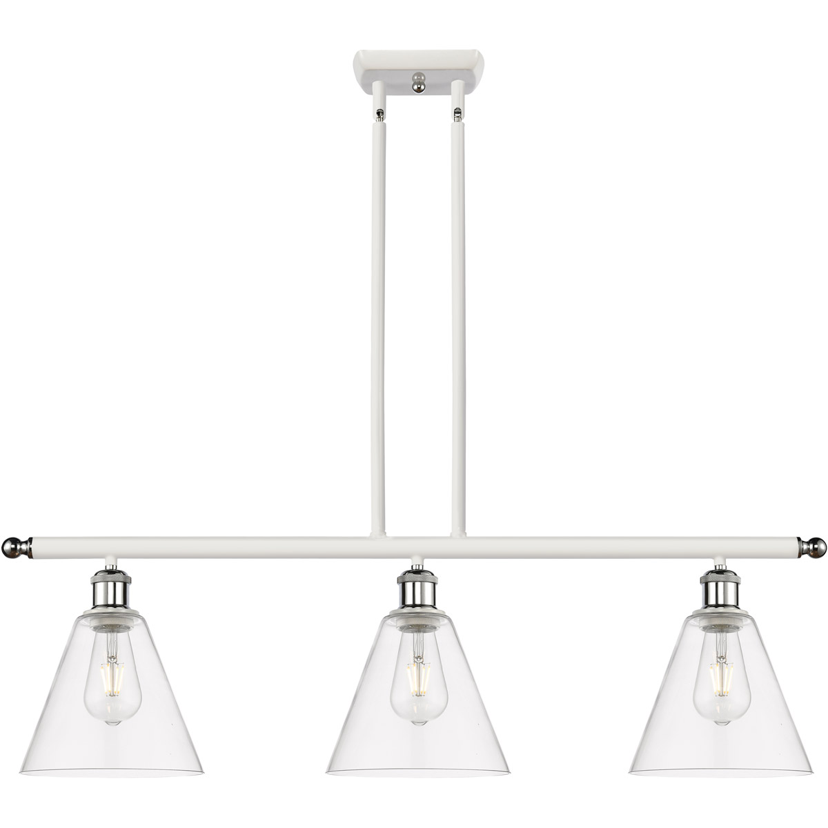 Ballston Ballston Cone LED 36 inch White and Polished Chrome Island Light Ceiling Light in Clear Glass