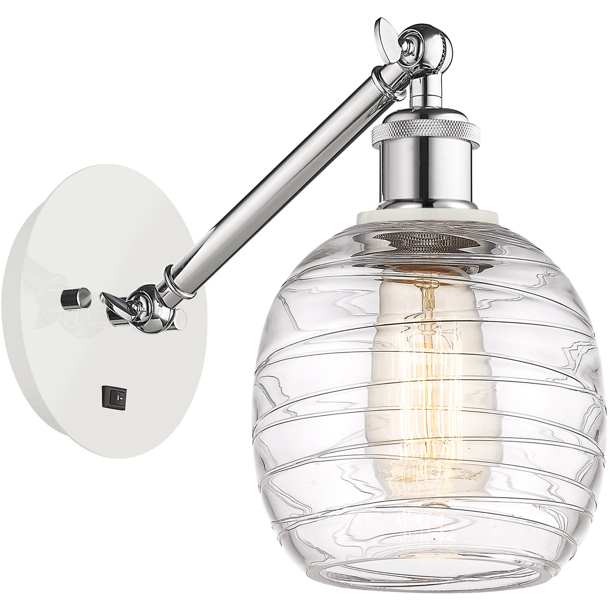 Ballston Belfast LED 6 inch White and Polished Chrome Sconce Wall Light in Deco Swirl Glass
