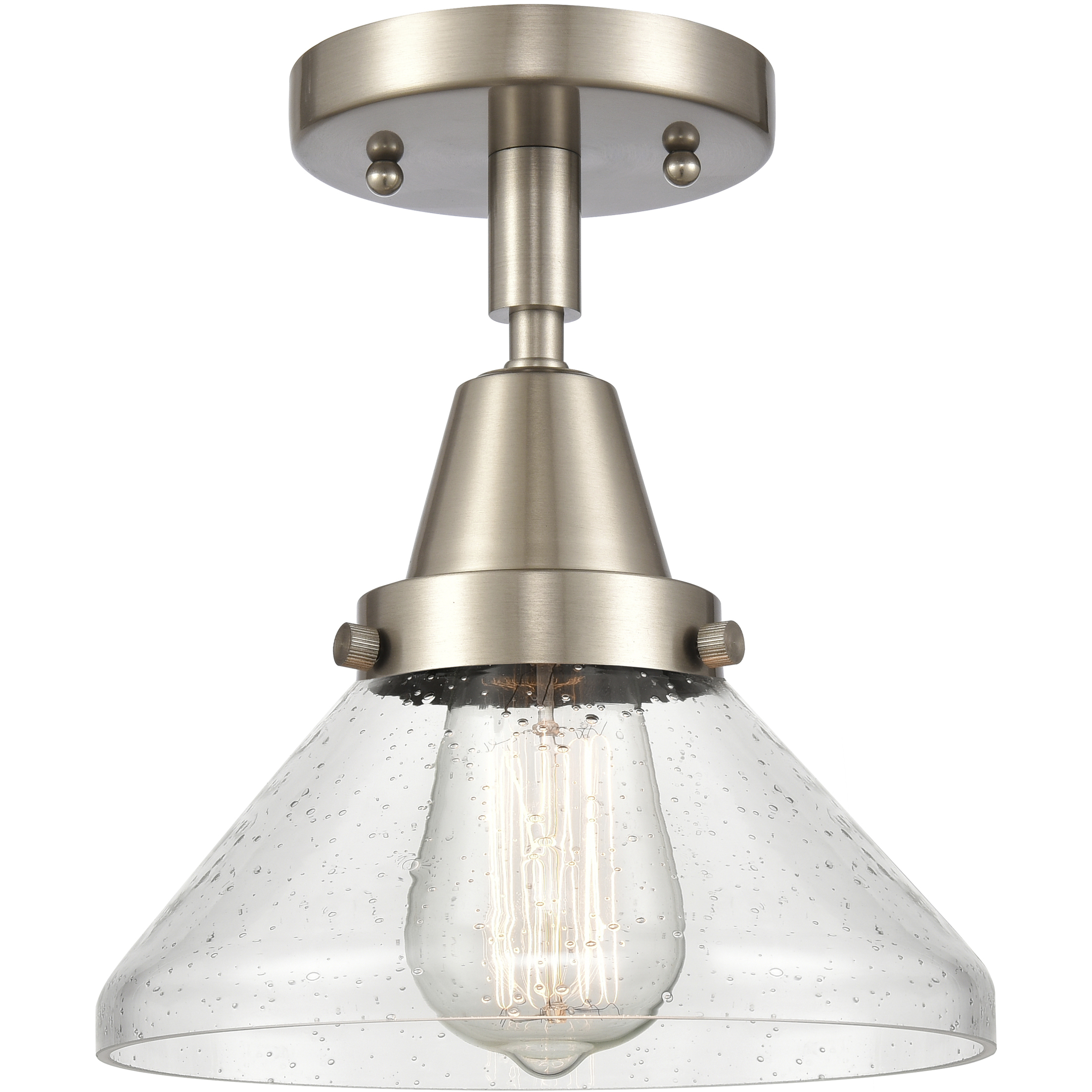 Franklin Restoration Caden 1 Light 8 inch Brushed Satin Nickel Flush Mount Ceiling Light in Seedy Glass