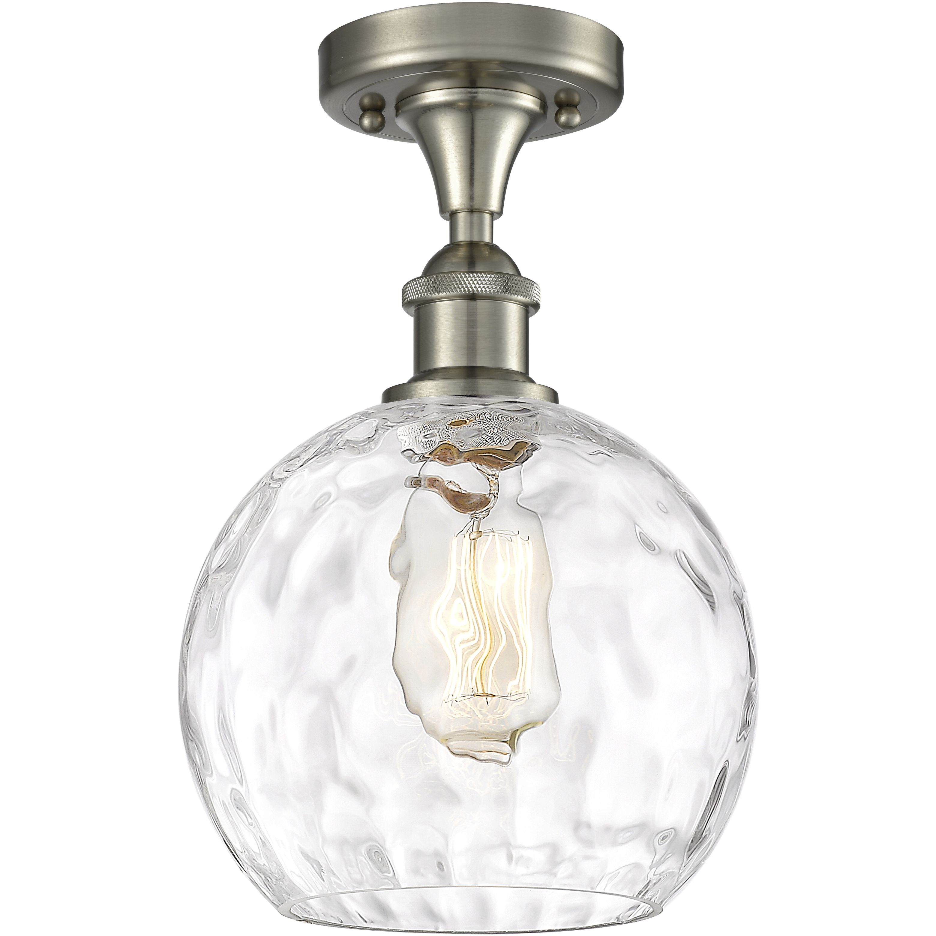 Edison Athens Water Glass 1 Light 8 inch Brushed Satin Nickel Semi-Flush Mount Ceiling Light