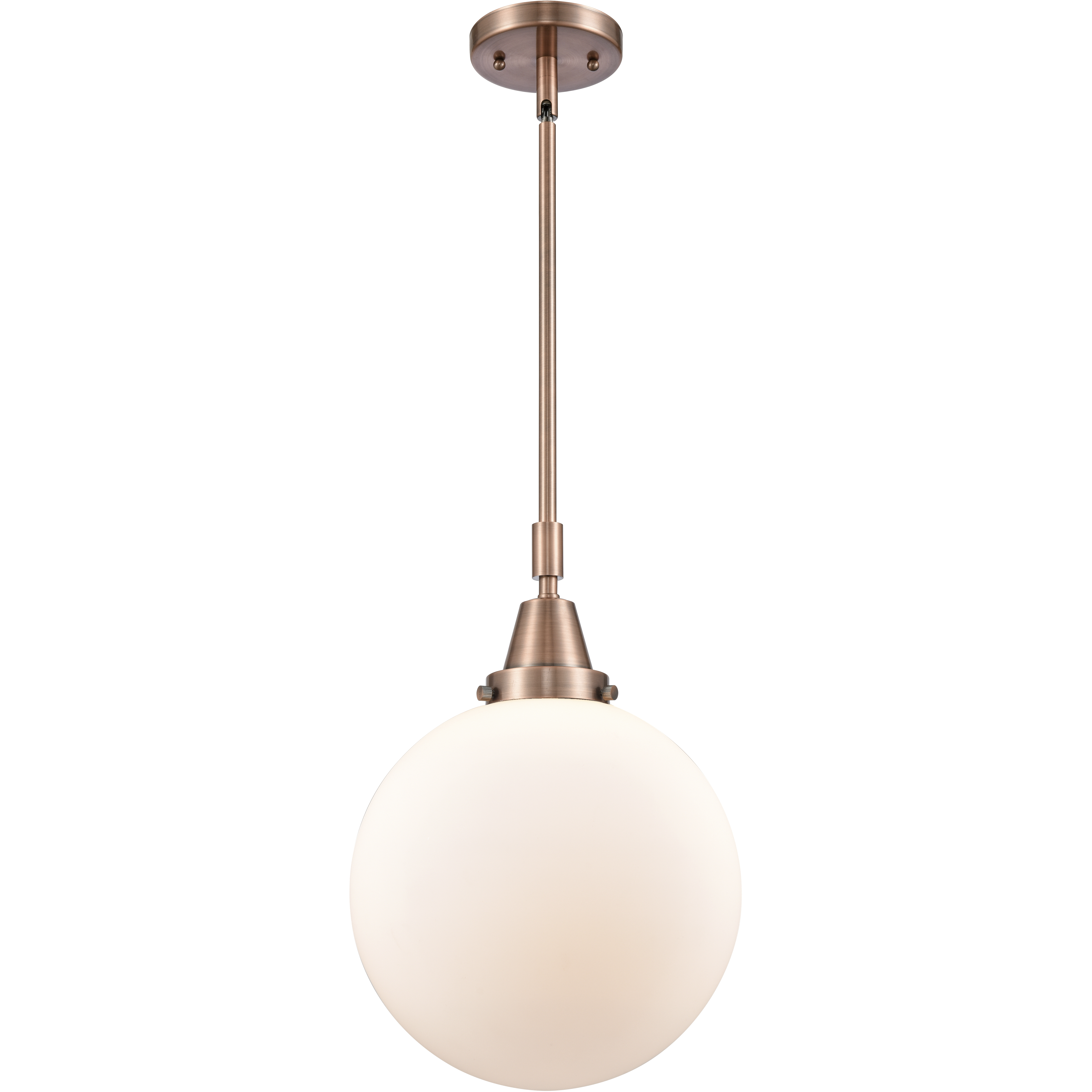 Franklin Restoration Beacon LED 10 inch Antique Copper Mini Pendant Ceiling Light in Matte White Glass