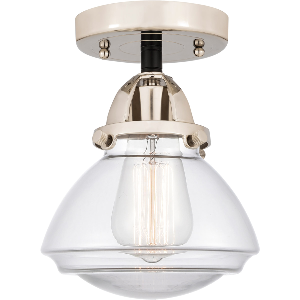 Nouveau 2 Olean 1 Light 7 inch Black Polished Nickel Semi-Flush Mount Ceiling Light in Clear Glass