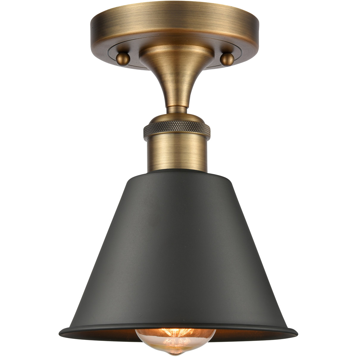 Ballston Smithfield LED 7 inch Brushed Brass Semi-Flush Mount Ceiling Light